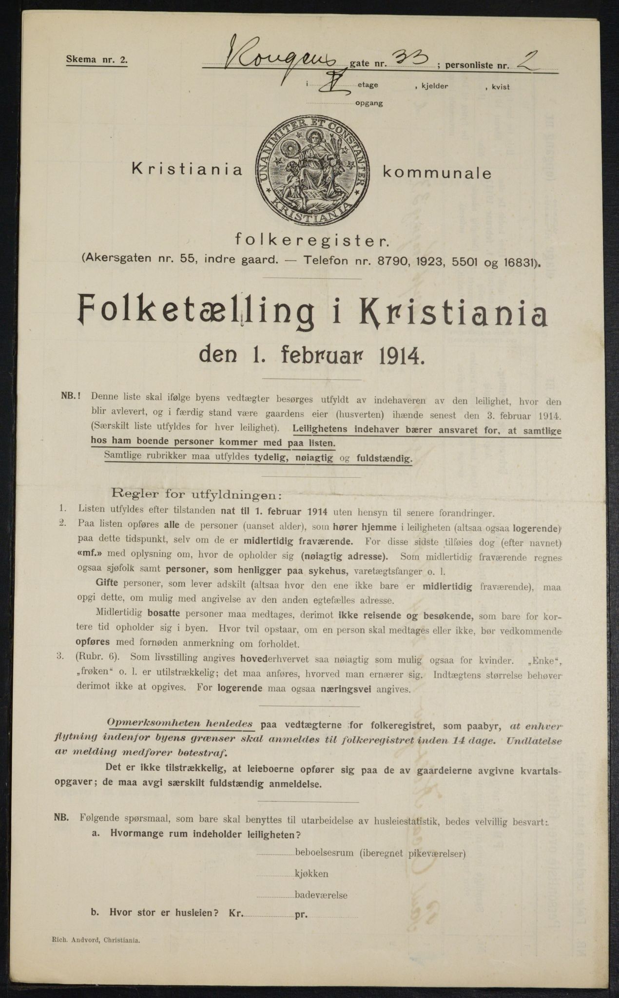 OBA, Kommunal folketelling 1.2.1914 for Kristiania, 1914, s. 52575