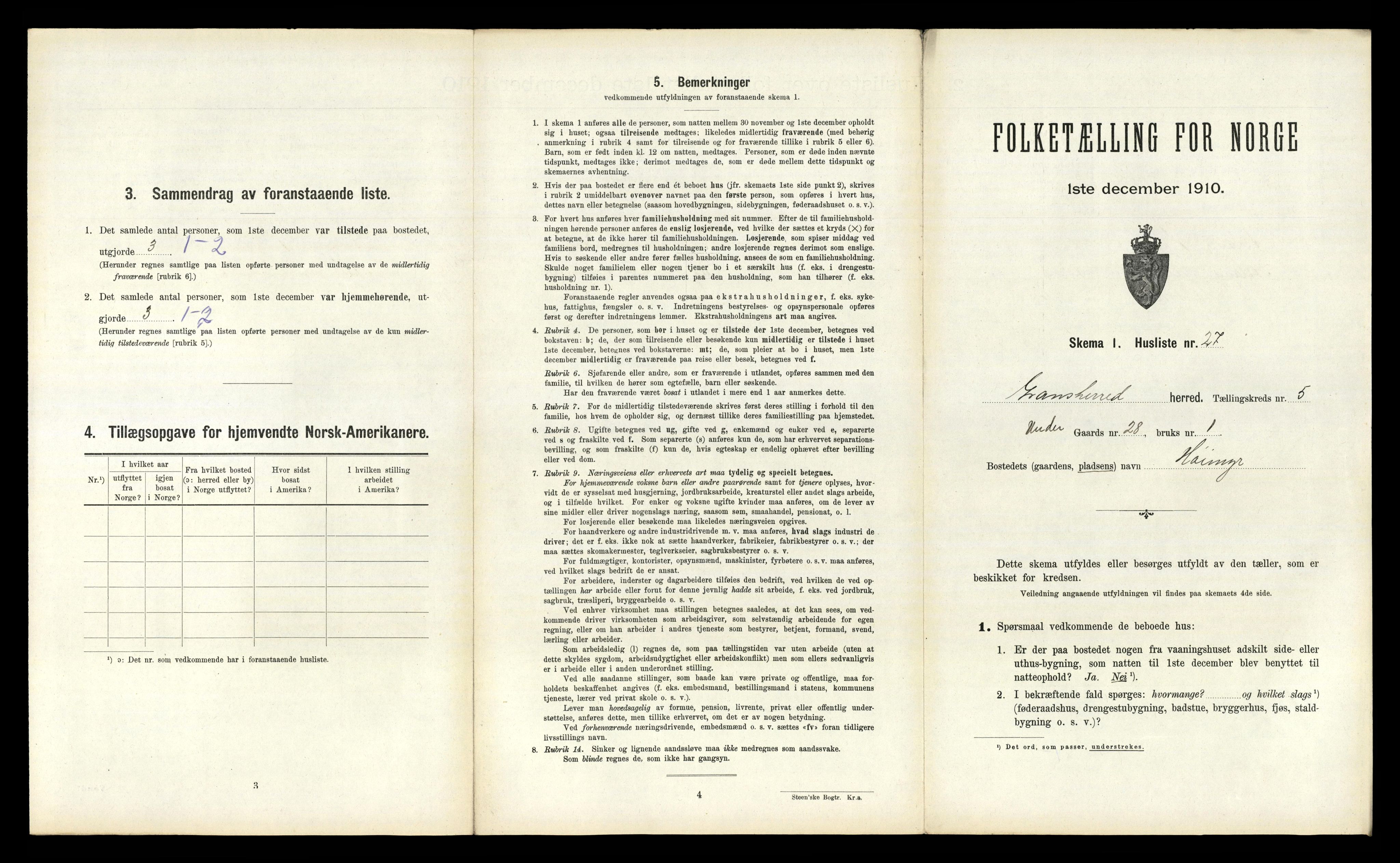 RA, Folketelling 1910 for 0824 Gransherad herred, 1910, s. 410