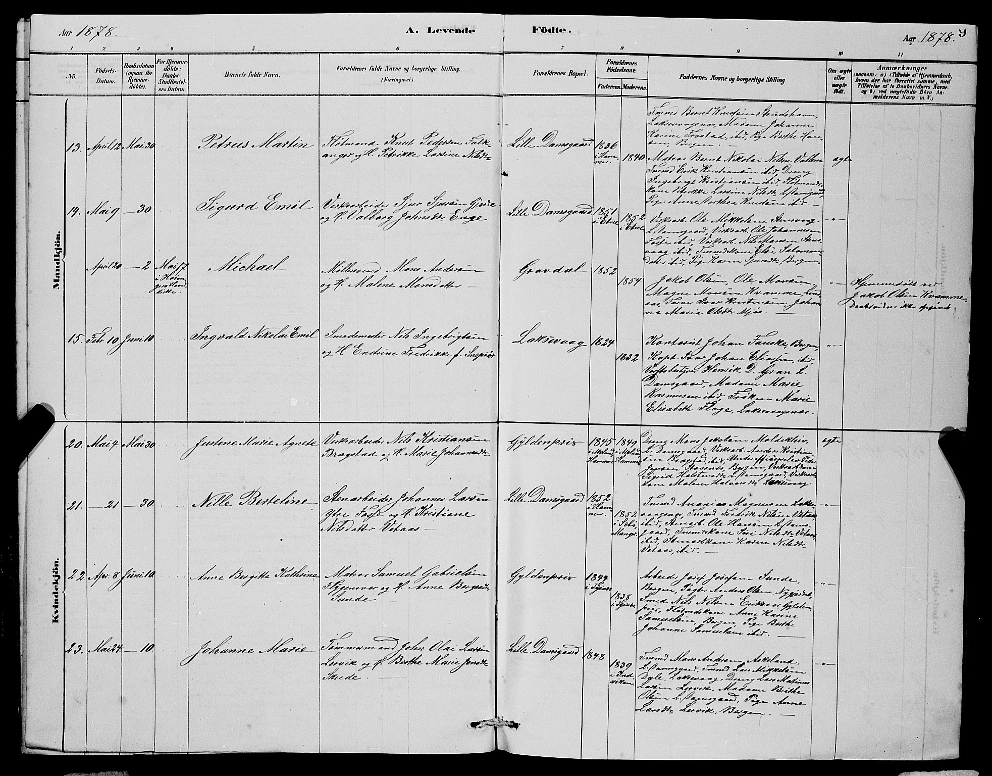 Laksevåg Sokneprestembete, AV/SAB-A-76501/H/Ha/Hab/Haba/L0002: Klokkerbok nr. A 2, 1877-1887, s. 9