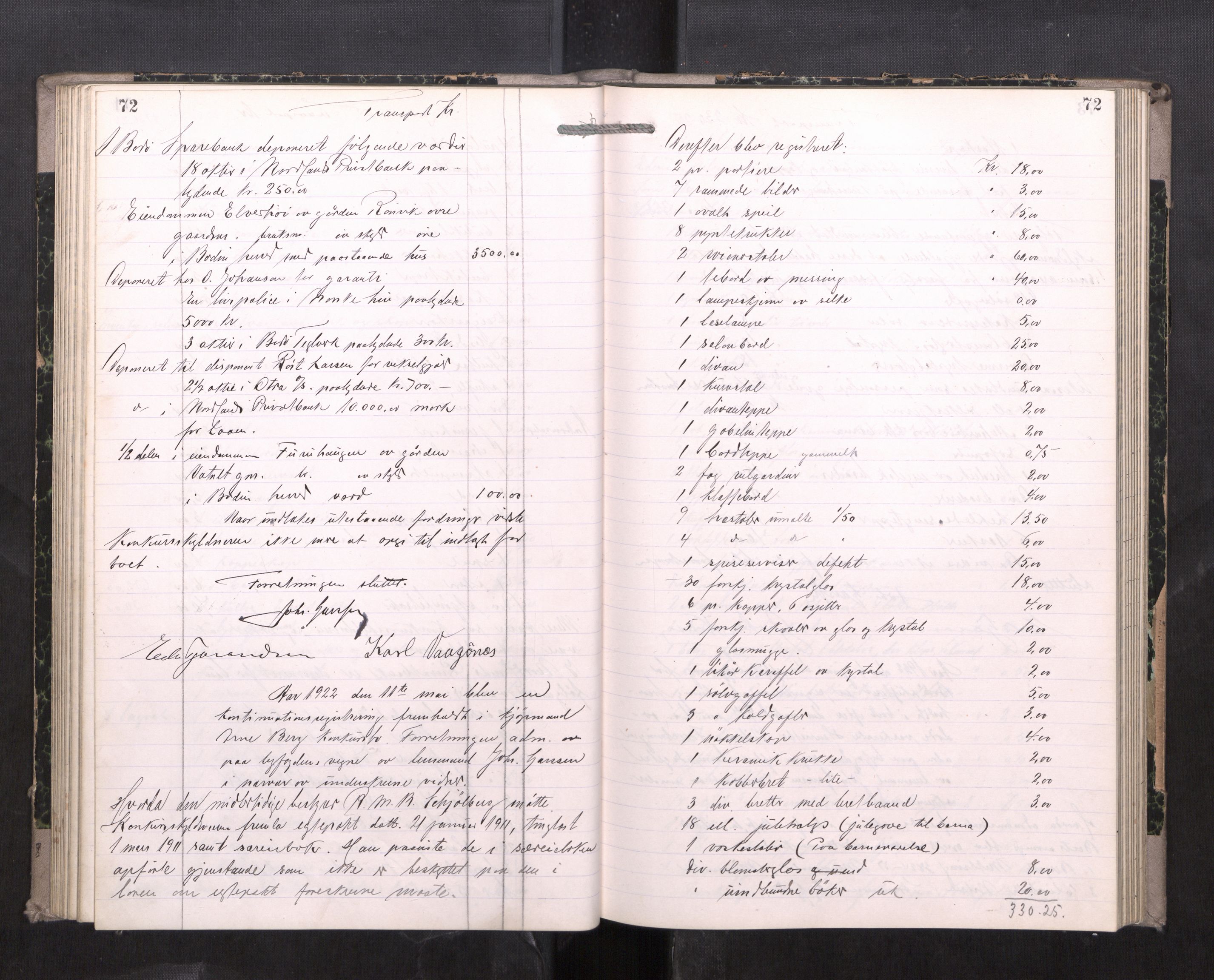 Bodø sorenskriveri, AV/SAT-A-0022/1/3/3C/L0003: Skifteregistreringsprotokoll, 1917-1928, s. 72