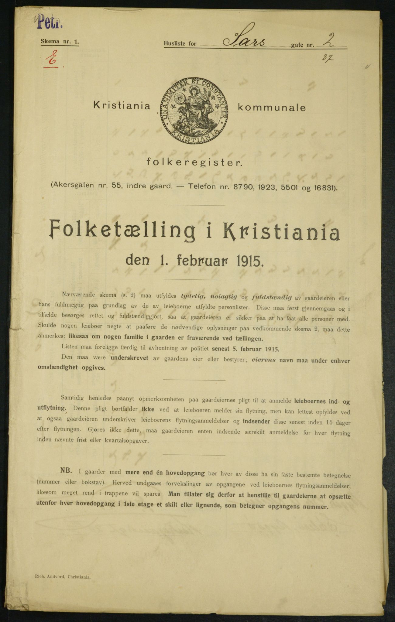 OBA, Kommunal folketelling 1.2.1915 for Kristiania, 1915, s. 88838