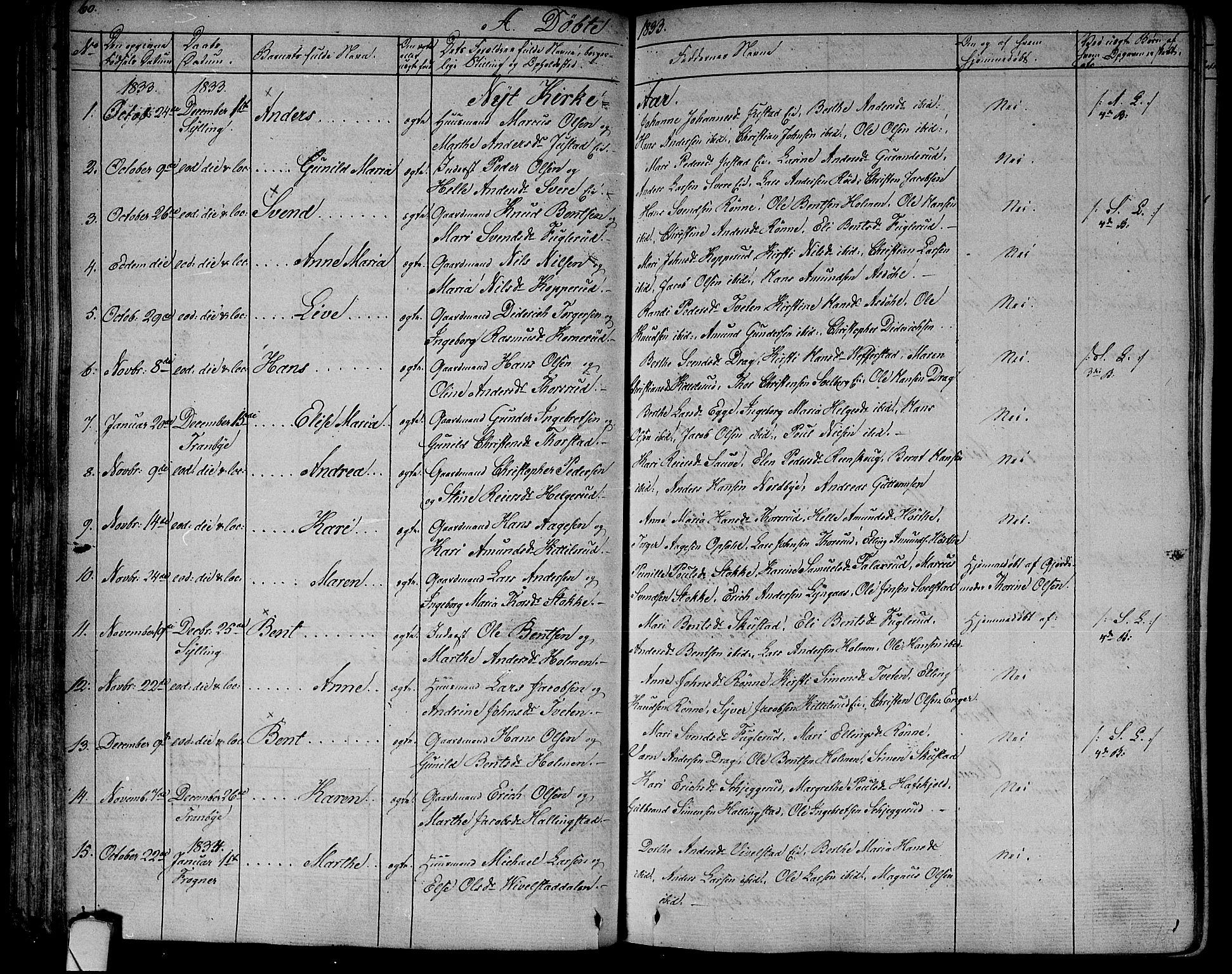 Lier kirkebøker, AV/SAKO-A-230/F/Fa/L0010: Ministerialbok nr. I 10, 1827-1843, s. 60