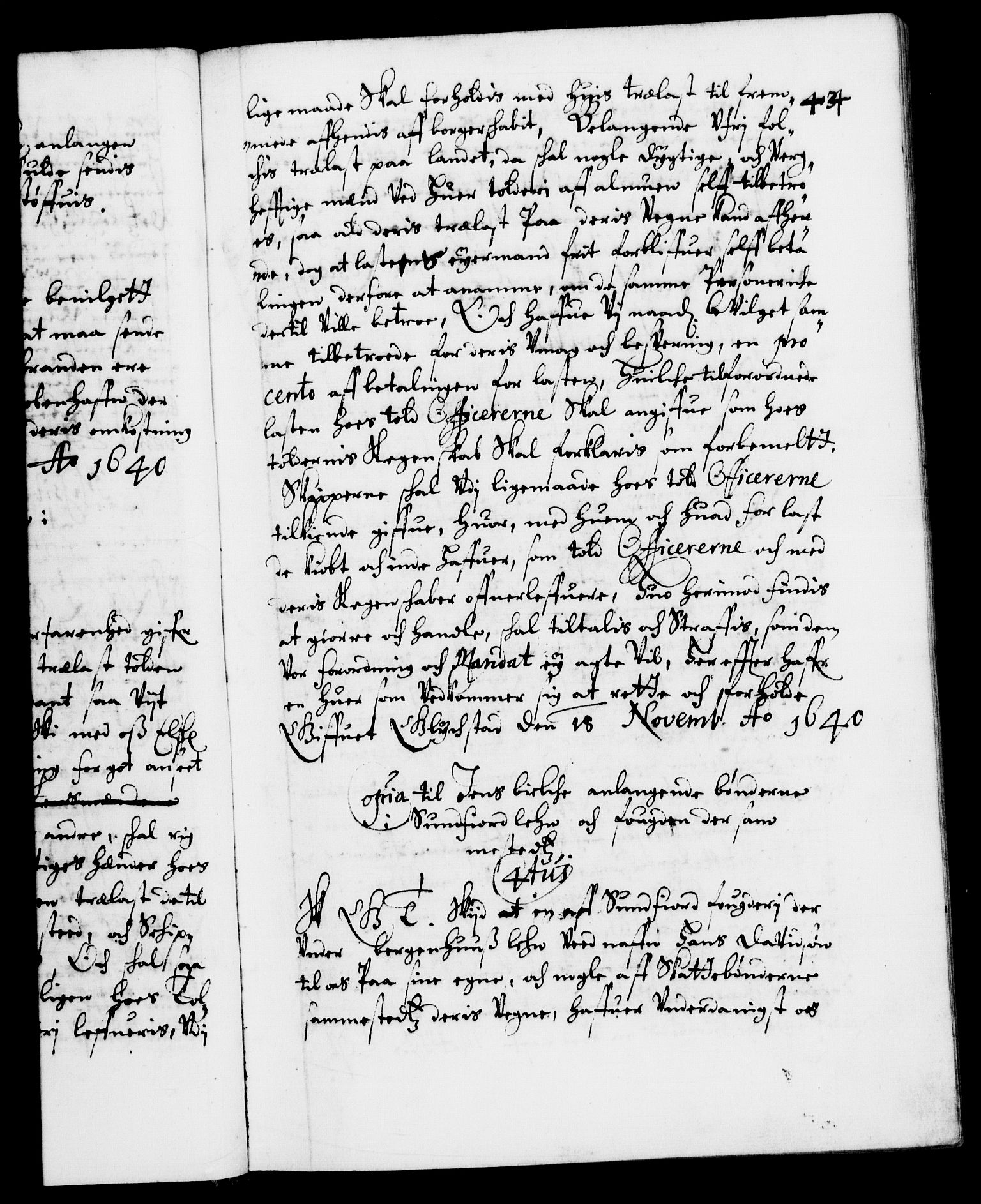 Danske Kanselli 1572-1799, AV/RA-EA-3023/F/Fc/Fca/Fcab/L0007: Norske tegnelser (mikrofilm), 1640-1648, s. 44a