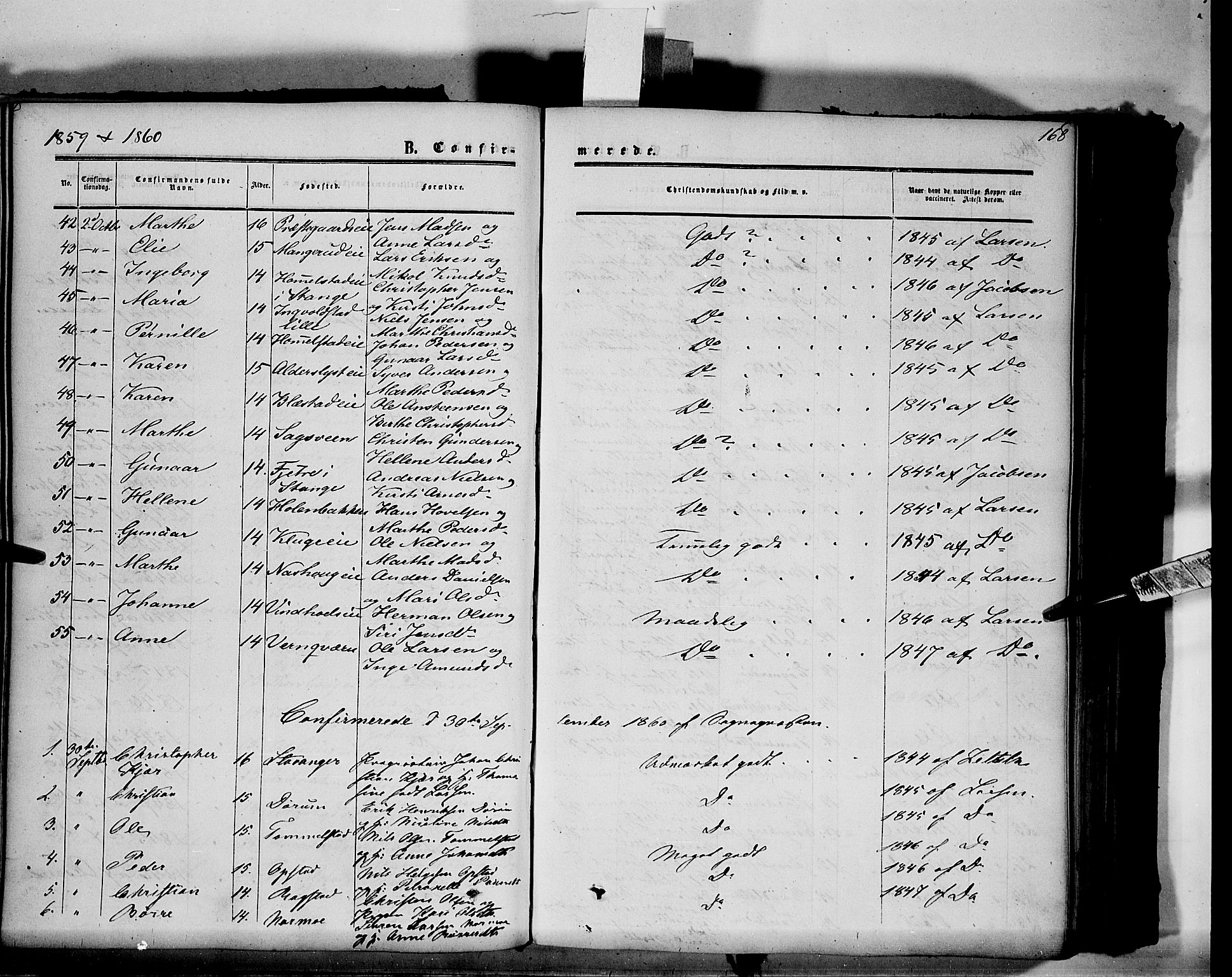 Vang prestekontor, Hedmark, SAH/PREST-008/H/Ha/Haa/L0012: Ministerialbok nr. 12, 1855-1870, s. 168