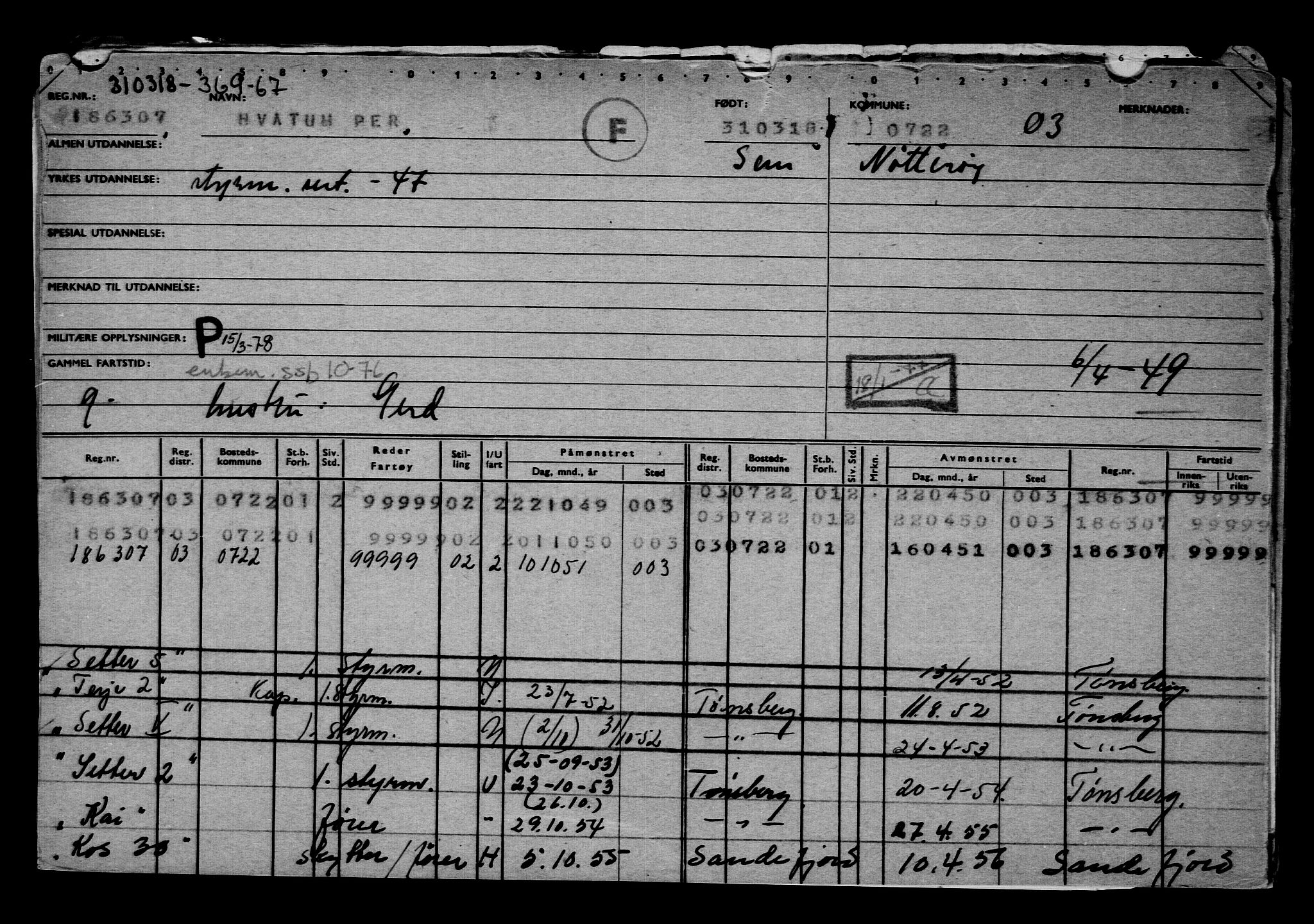 Direktoratet for sjømenn, AV/RA-S-3545/G/Gb/L0156: Hovedkort, 1918, s. 734