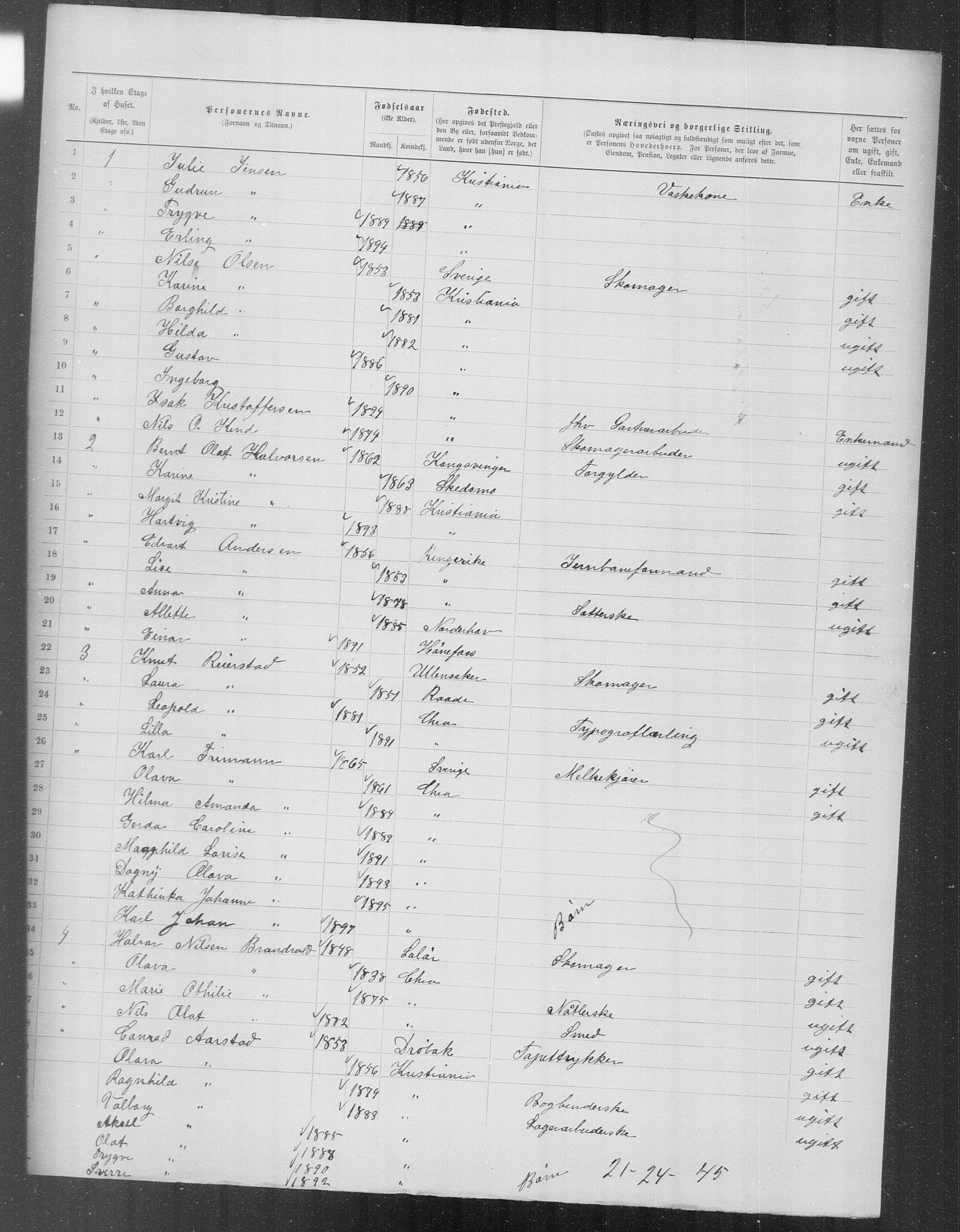 OBA, Kommunal folketelling 31.12.1899 for Kristiania kjøpstad, 1899, s. 11131