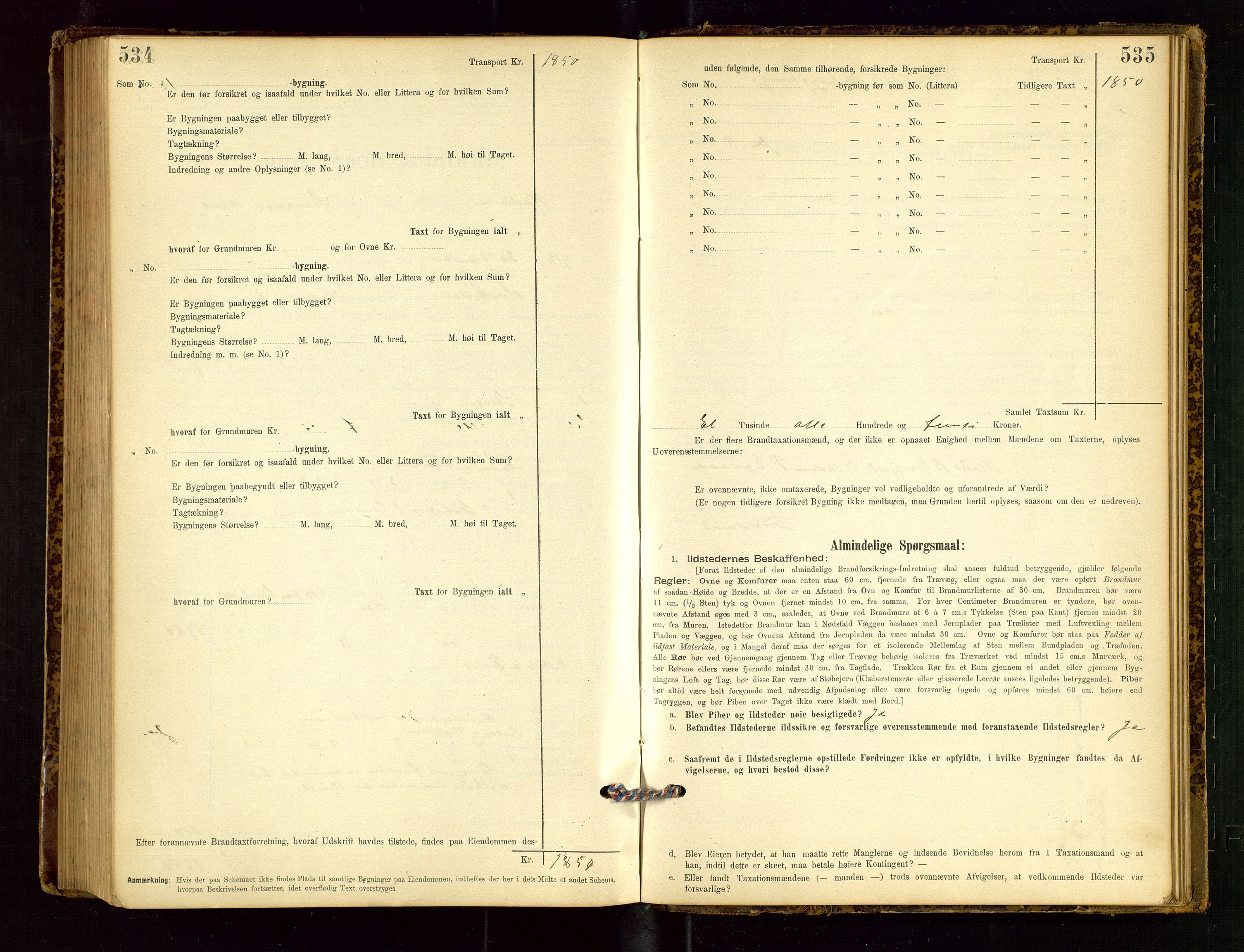 Heskestad lensmannskontor, SAST/A-100304/Gob/L0001: "Brandtaxationsprotokol", 1894-1915, s. 534-535