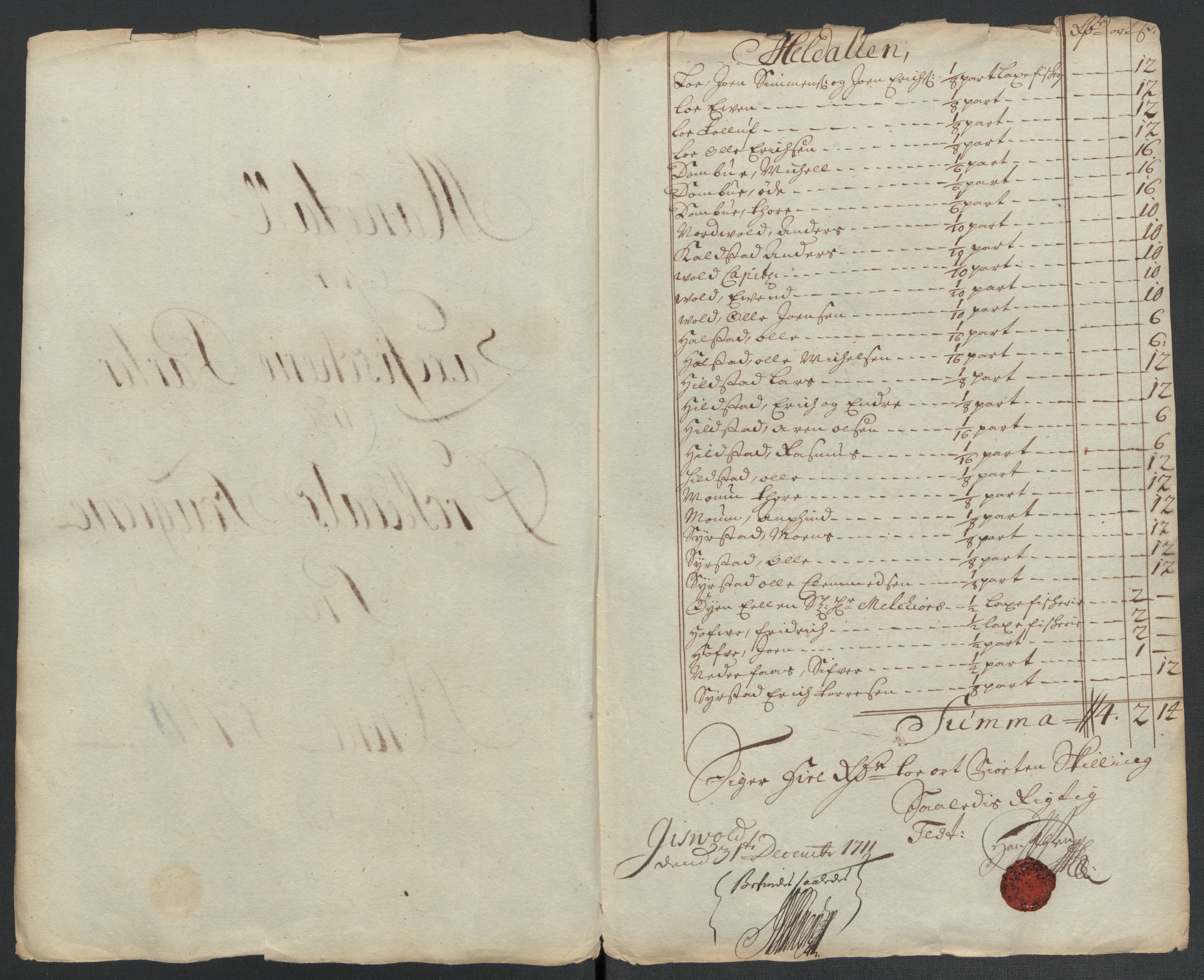 Rentekammeret inntil 1814, Reviderte regnskaper, Fogderegnskap, AV/RA-EA-4092/R60/L3961: Fogderegnskap Orkdal og Gauldal, 1711, s. 151