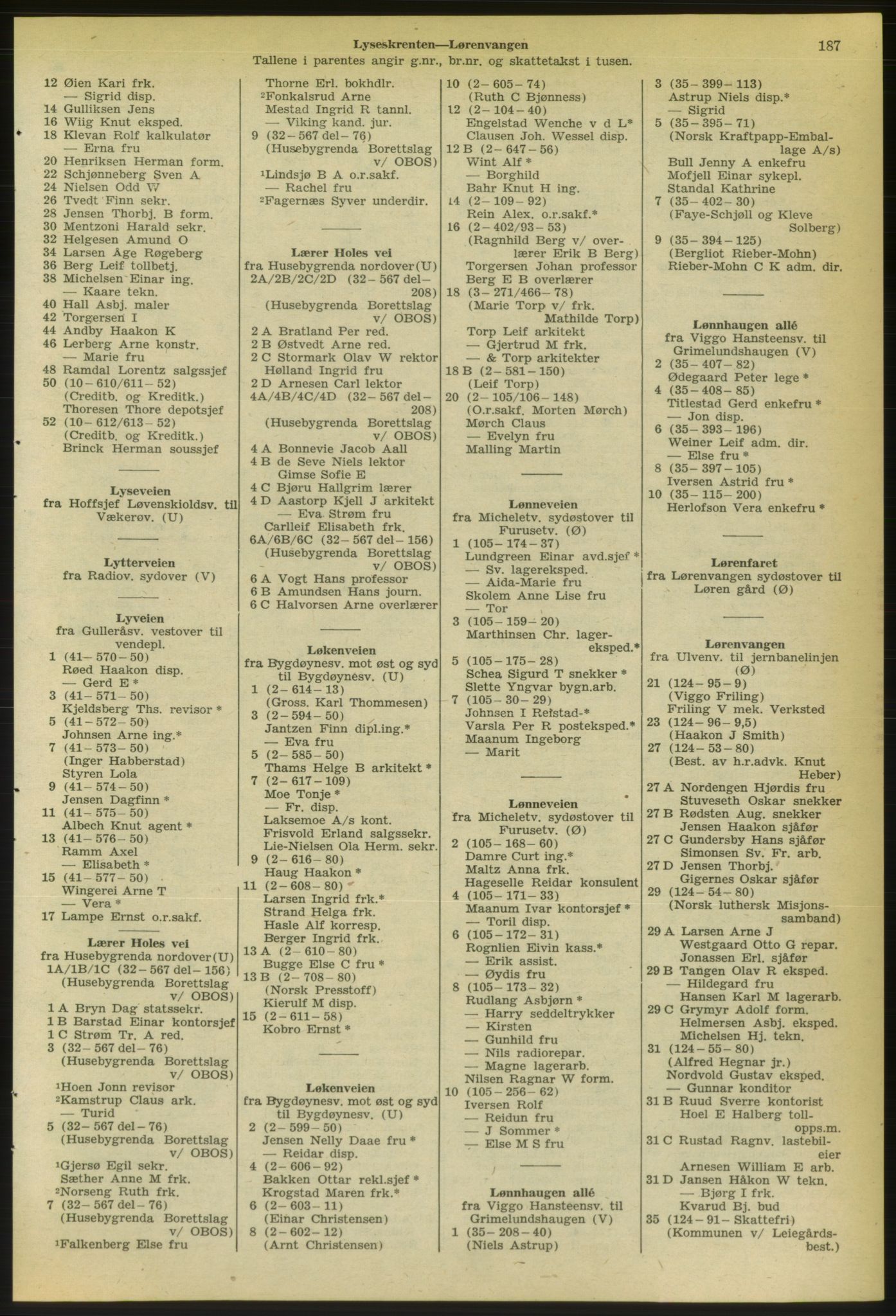 Kristiania/Oslo adressebok, PUBL/-, 1956-1957, s. 187