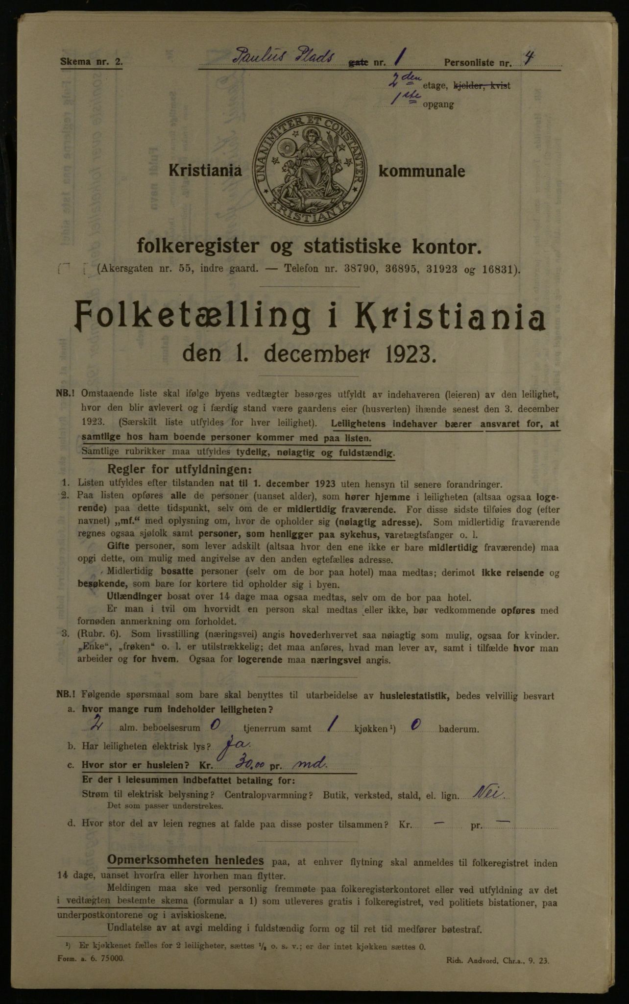 OBA, Kommunal folketelling 1.12.1923 for Kristiania, 1923, s. 86590