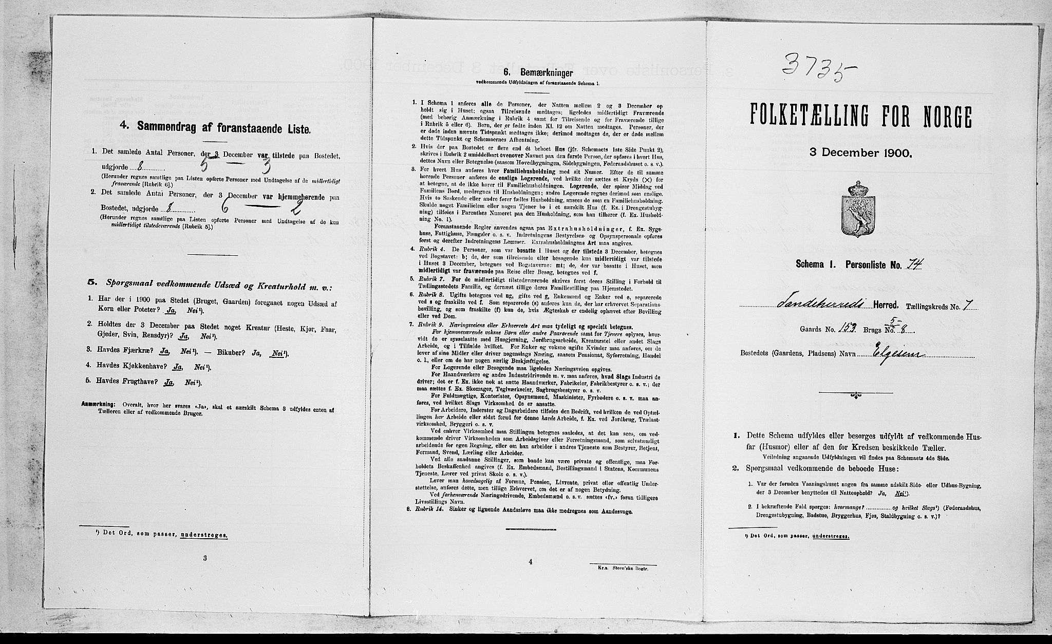RA, Folketelling 1900 for 0724 Sandeherred herred, 1900, s. 1539