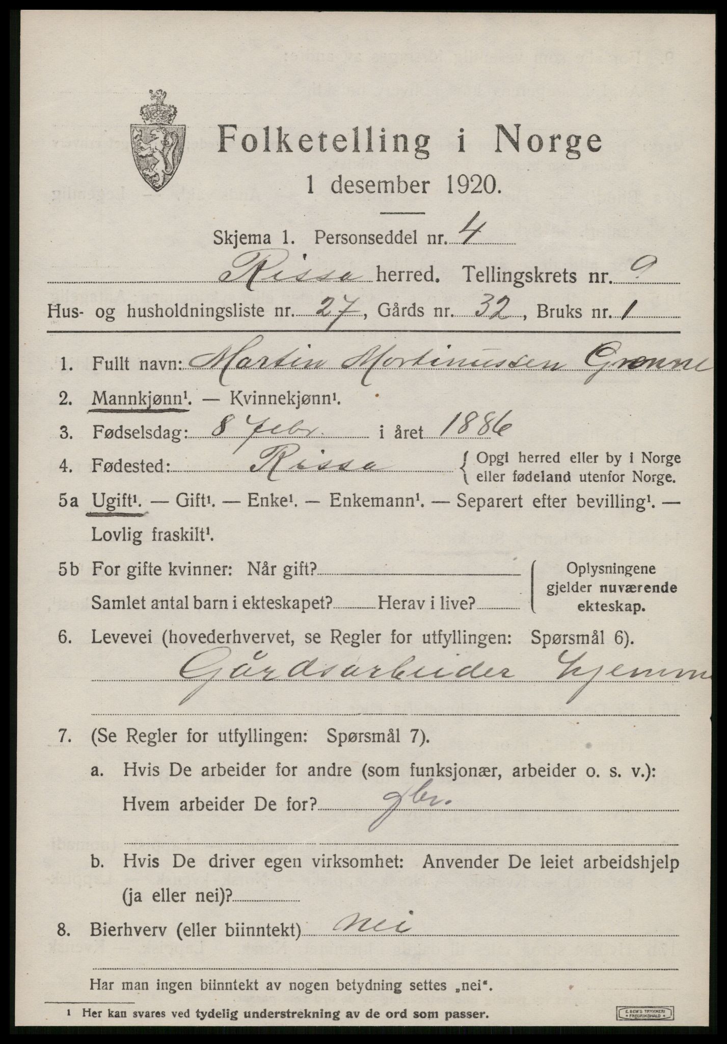 SAT, Folketelling 1920 for 1624 Rissa herred, 1920, s. 6317