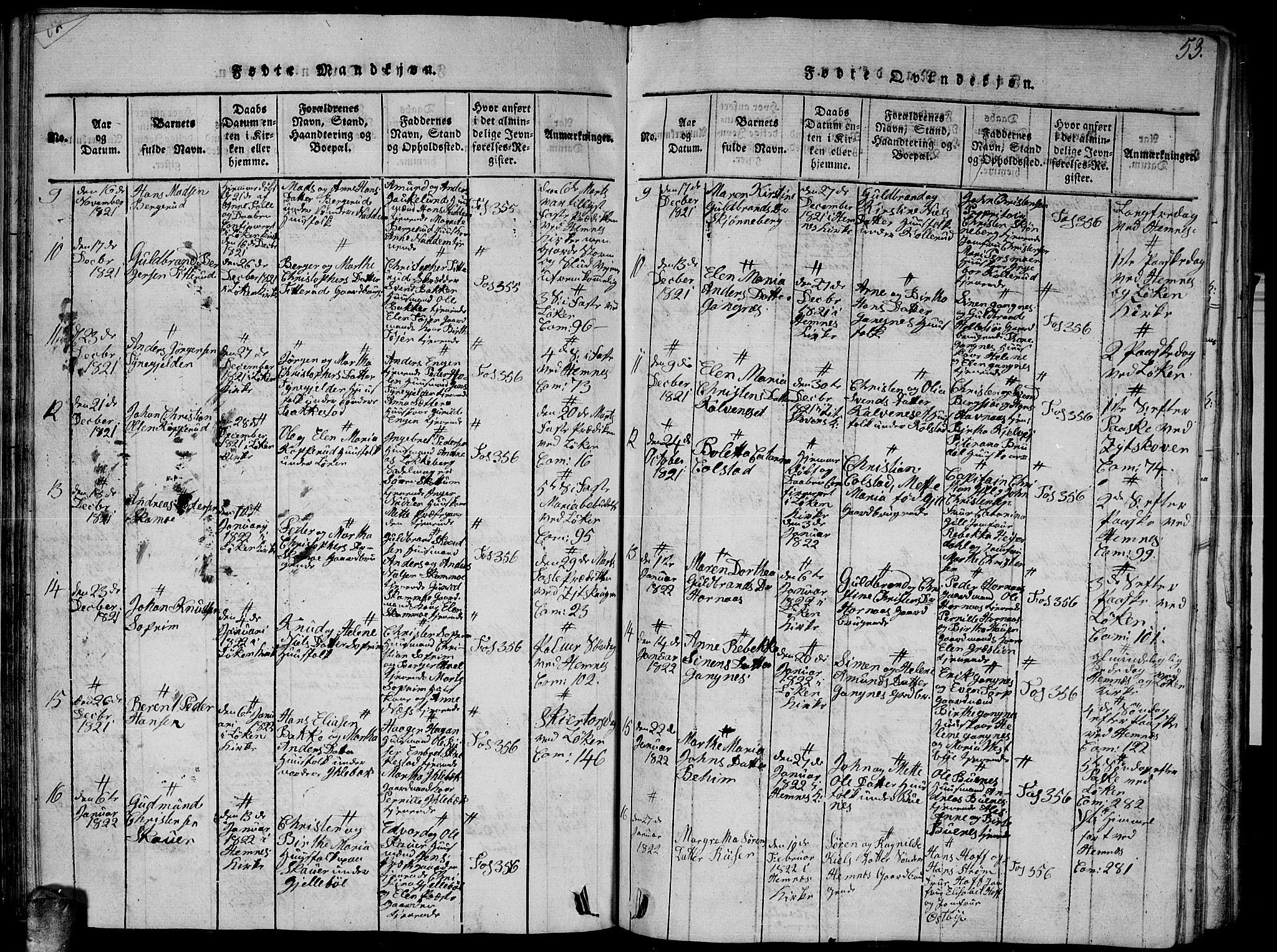 Høland prestekontor Kirkebøker, AV/SAO-A-10346a/G/Ga/L0001: Klokkerbok nr. I 1, 1814-1827, s. 53