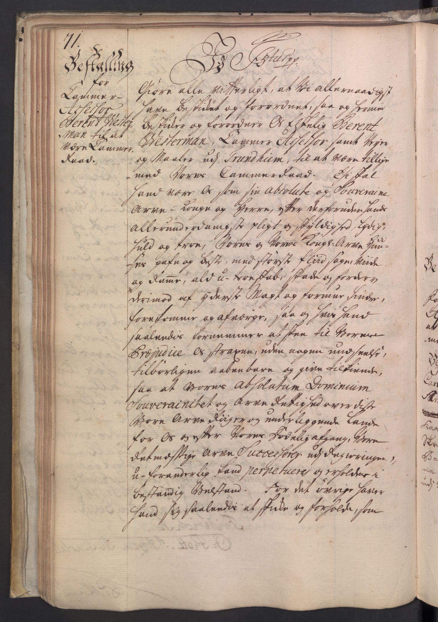 Rentekammeret, Kammerkanselliet, RA/EA-3111/G/Gg/Gge/L0003: Norsk bestallingsprotokoll med register (merket RK 53.27), 1745-1761, s. 71