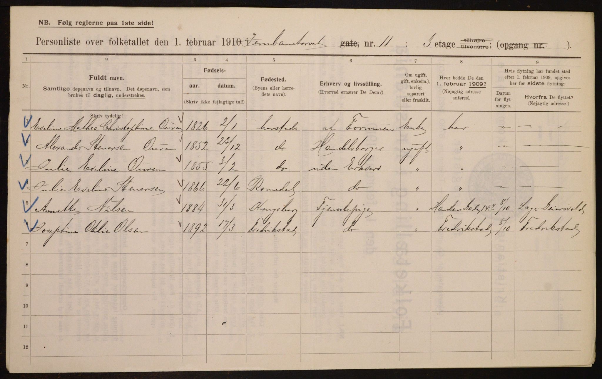 OBA, Kommunal folketelling 1.2.1910 for Kristiania, 1910, s. 45639