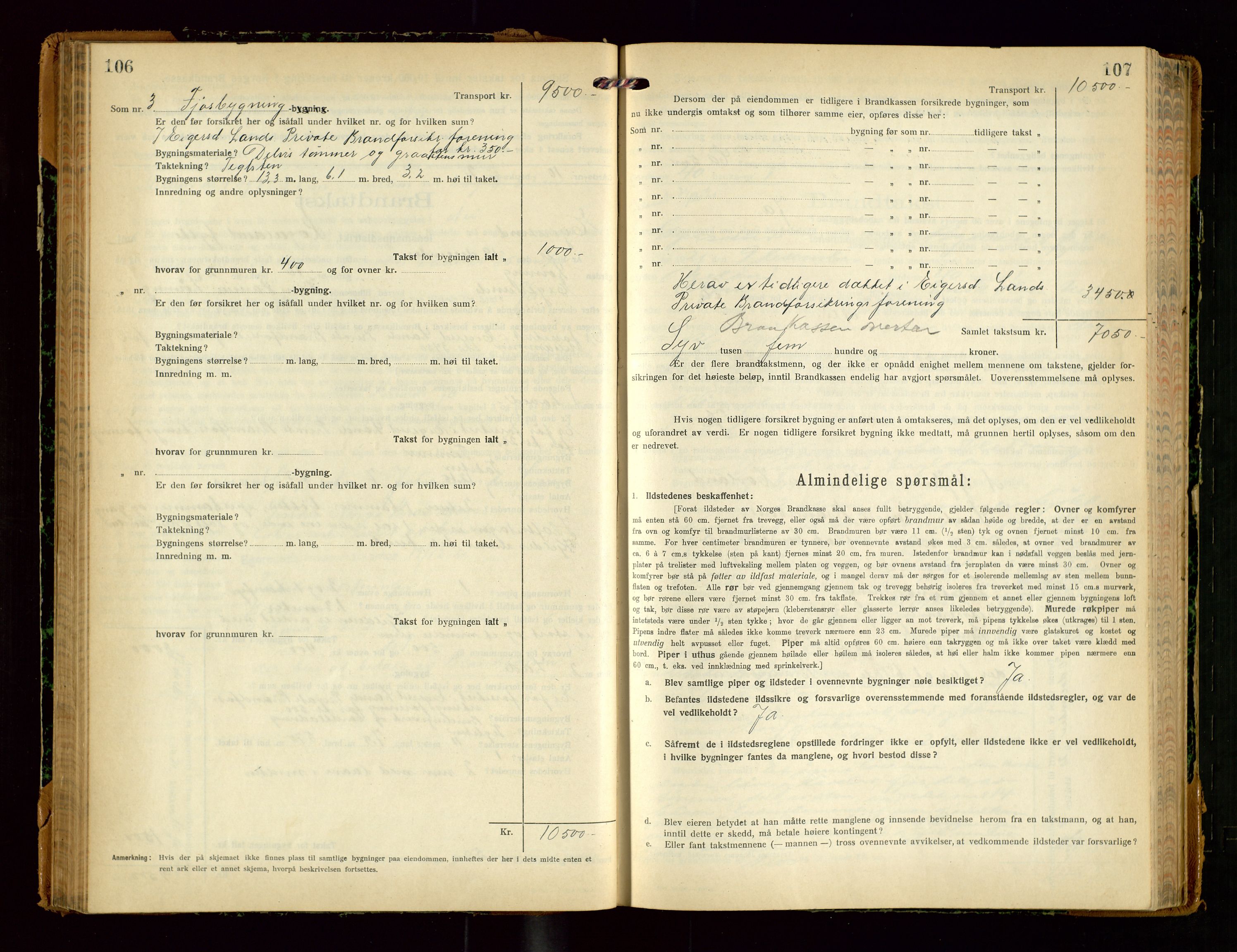 Eigersund lensmannskontor, SAST/A-100171/Gob/L0004: "Branntakstprotokoll", 1921-1925, s. 106-107