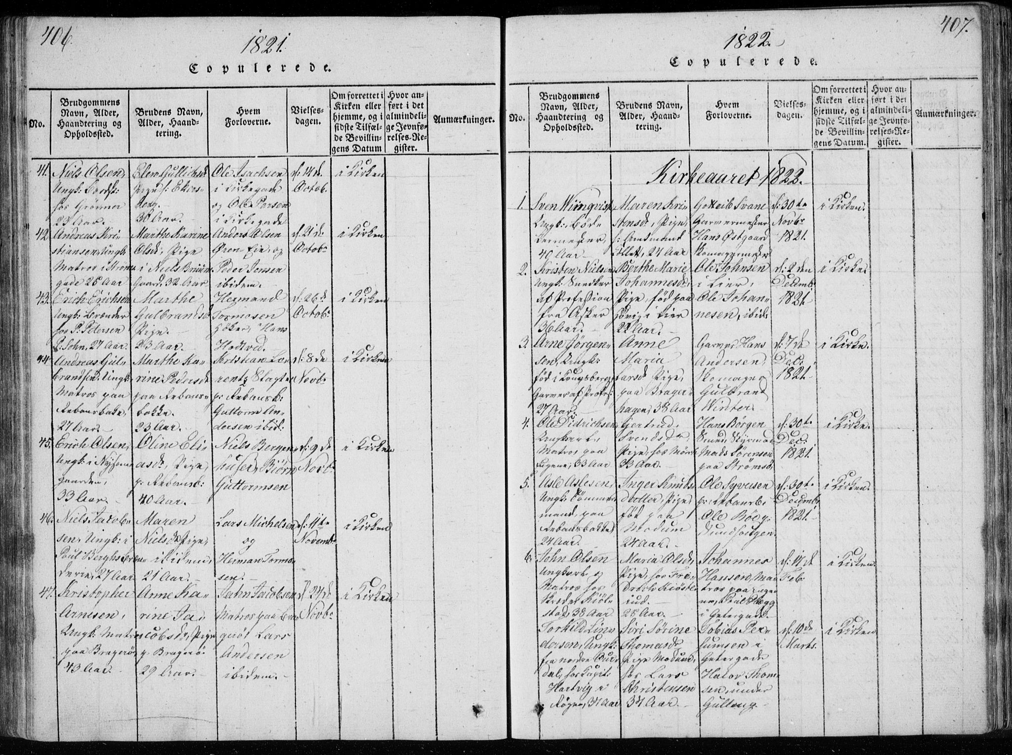 Bragernes kirkebøker, AV/SAKO-A-6/F/Fa/L0007: Ministerialbok nr. I 7, 1815-1829, s. 406-407