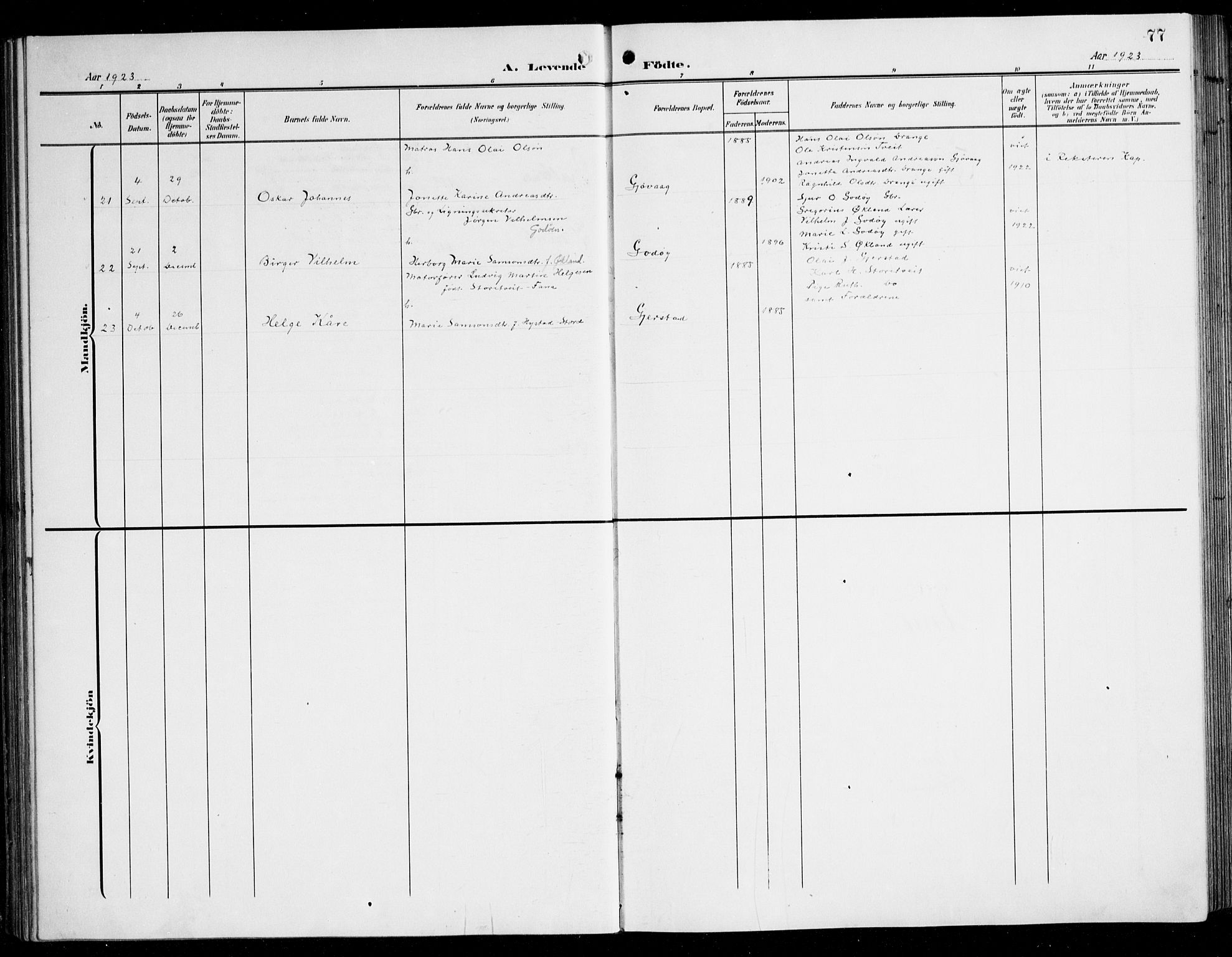 Tysnes sokneprestembete, AV/SAB-A-78601/H/Haa: Ministerialbok nr. B 2, 1907-1925, s. 77