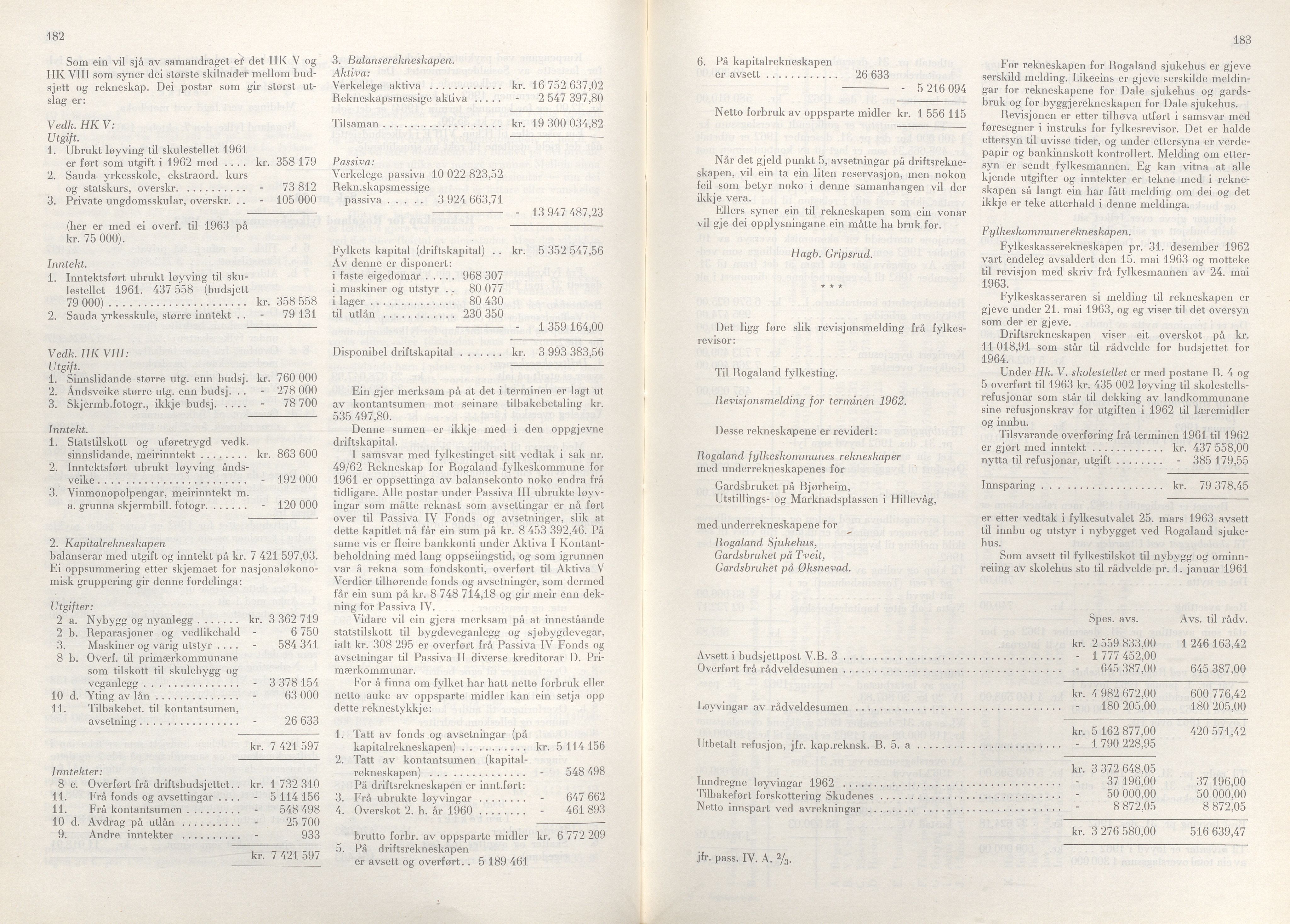 Rogaland fylkeskommune - Fylkesrådmannen , IKAR/A-900/A/Aa/Aaa/L0083: Møtebok , 1963, s. 182-183