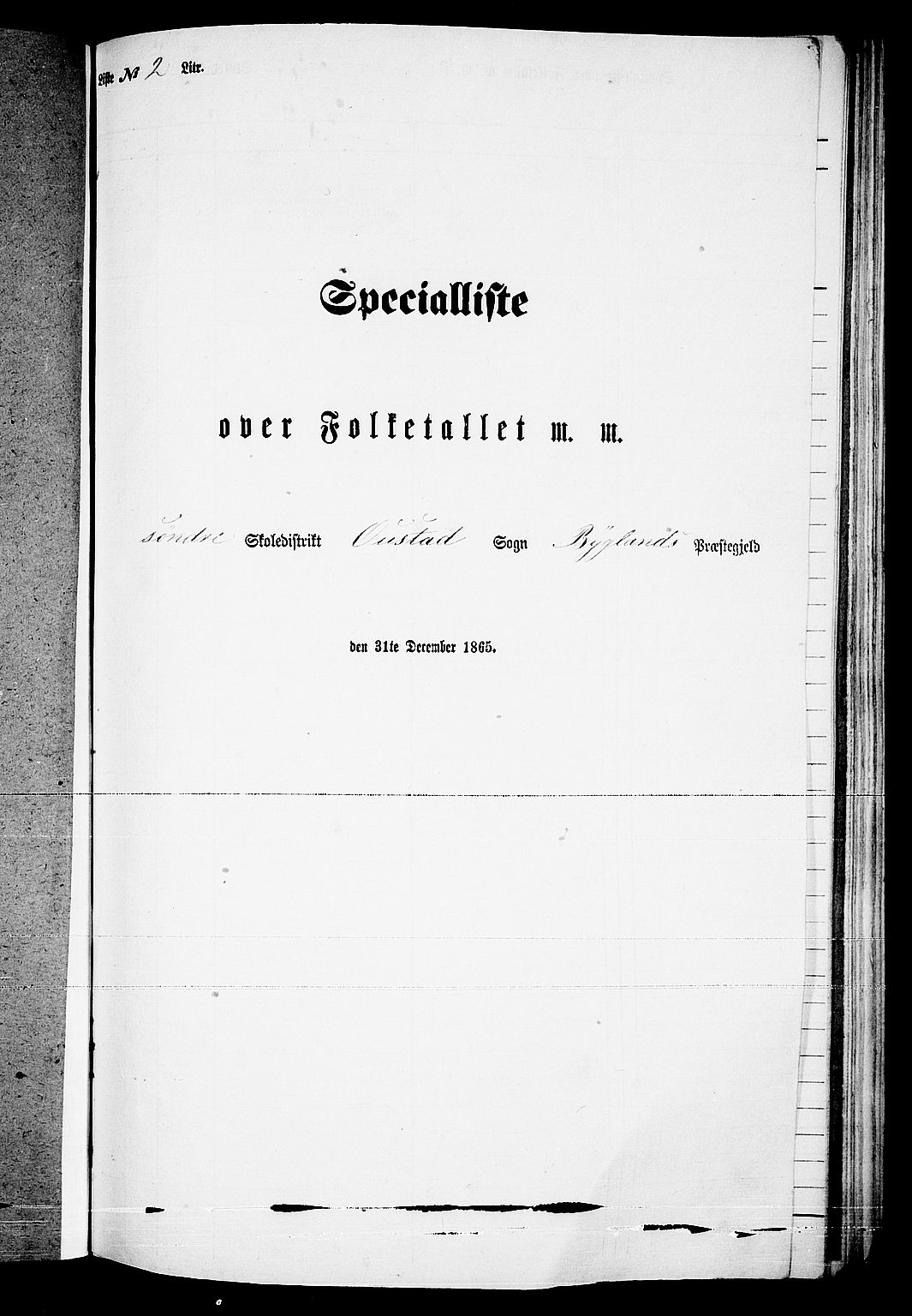 RA, Folketelling 1865 for 0938P Bygland prestegjeld, 1865, s. 20