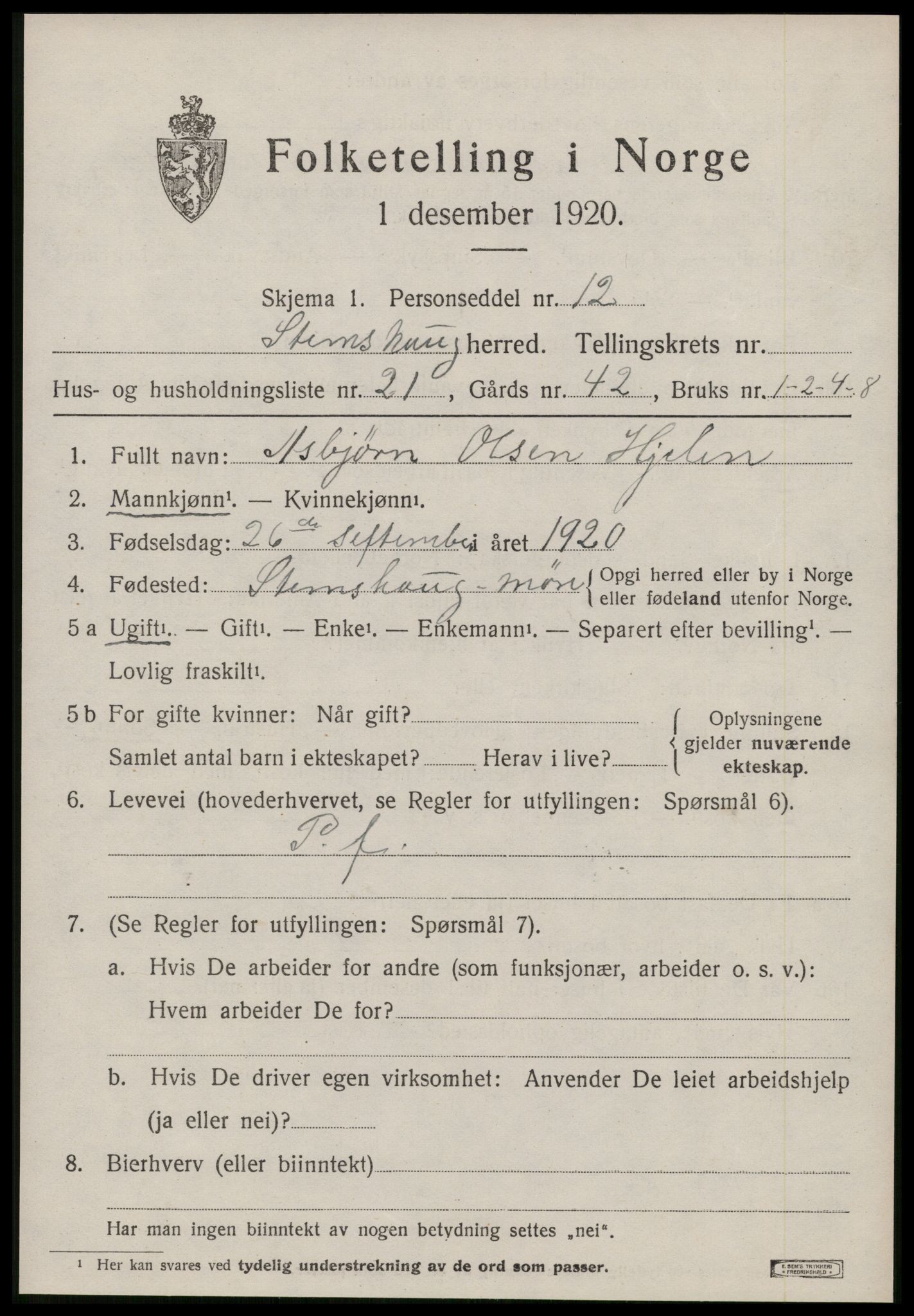 SAT, Folketelling 1920 for 1568 Stemshaug herred, 1920, s. 586