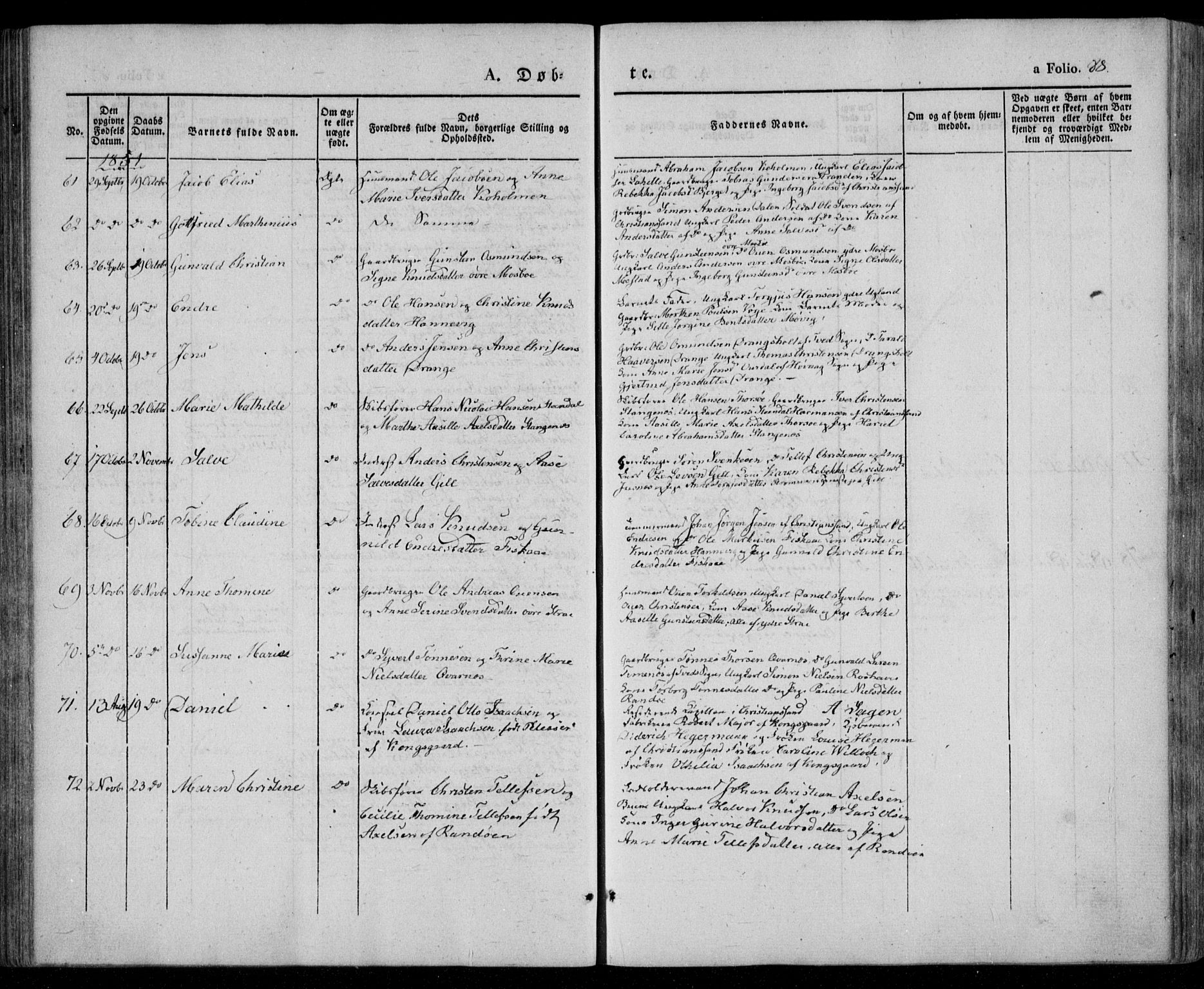 Oddernes sokneprestkontor, AV/SAK-1111-0033/F/Fa/Faa/L0006: Ministerialbok nr. A 6, 1838-1851, s. 88