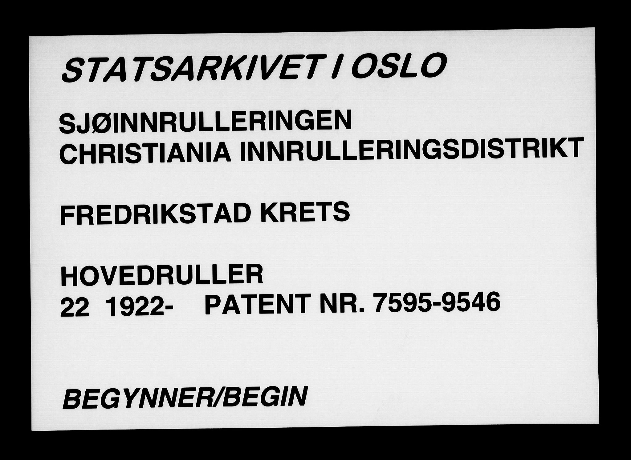 Fredrikstad mønstringskontor, AV/SAO-A-10569b/F/Fc/Fcb/L0022: Hovedrulle, 1922, s. 1