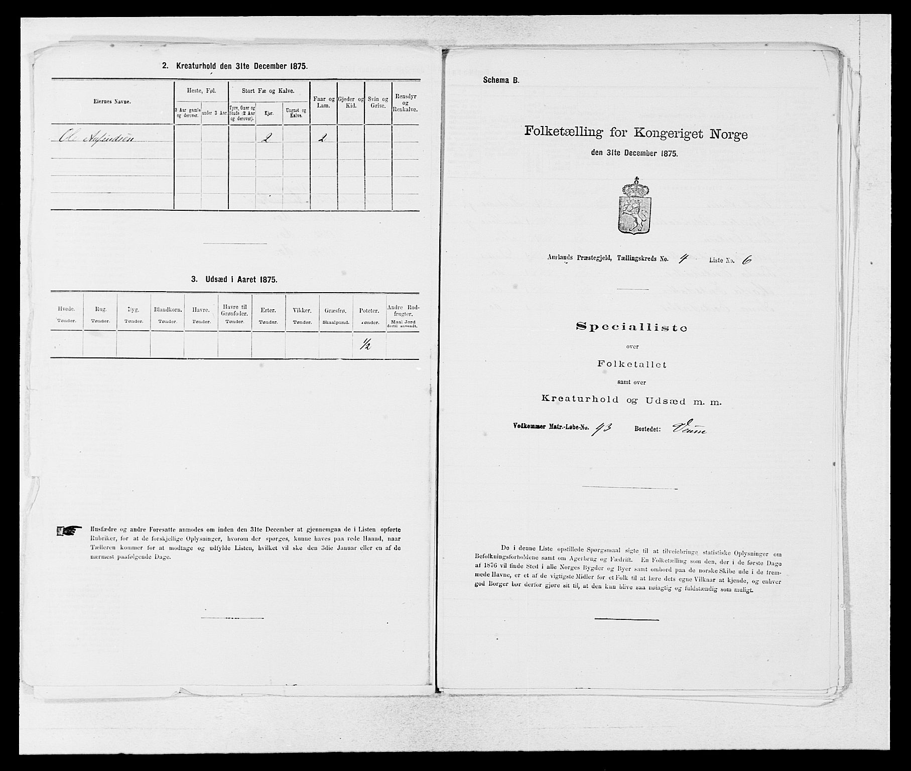 SAB, Folketelling 1875 for 1421P Aurland prestegjeld, 1875, s. 426