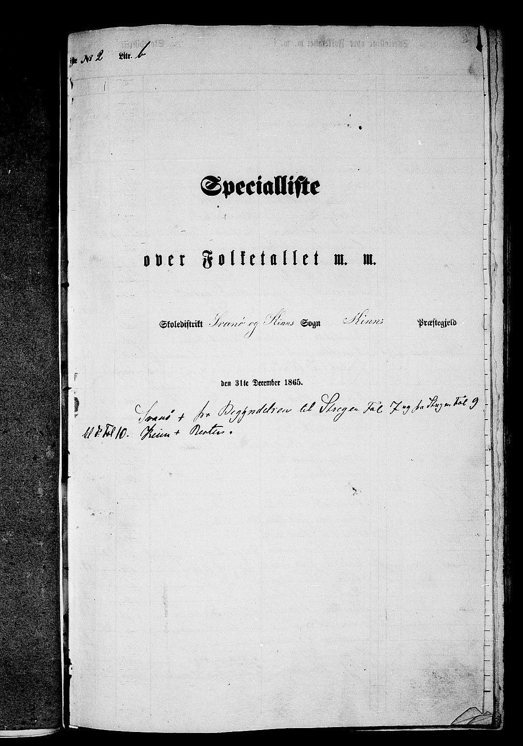 RA, Folketelling 1865 for 1437P Kinn prestegjeld, 1865, s. 73