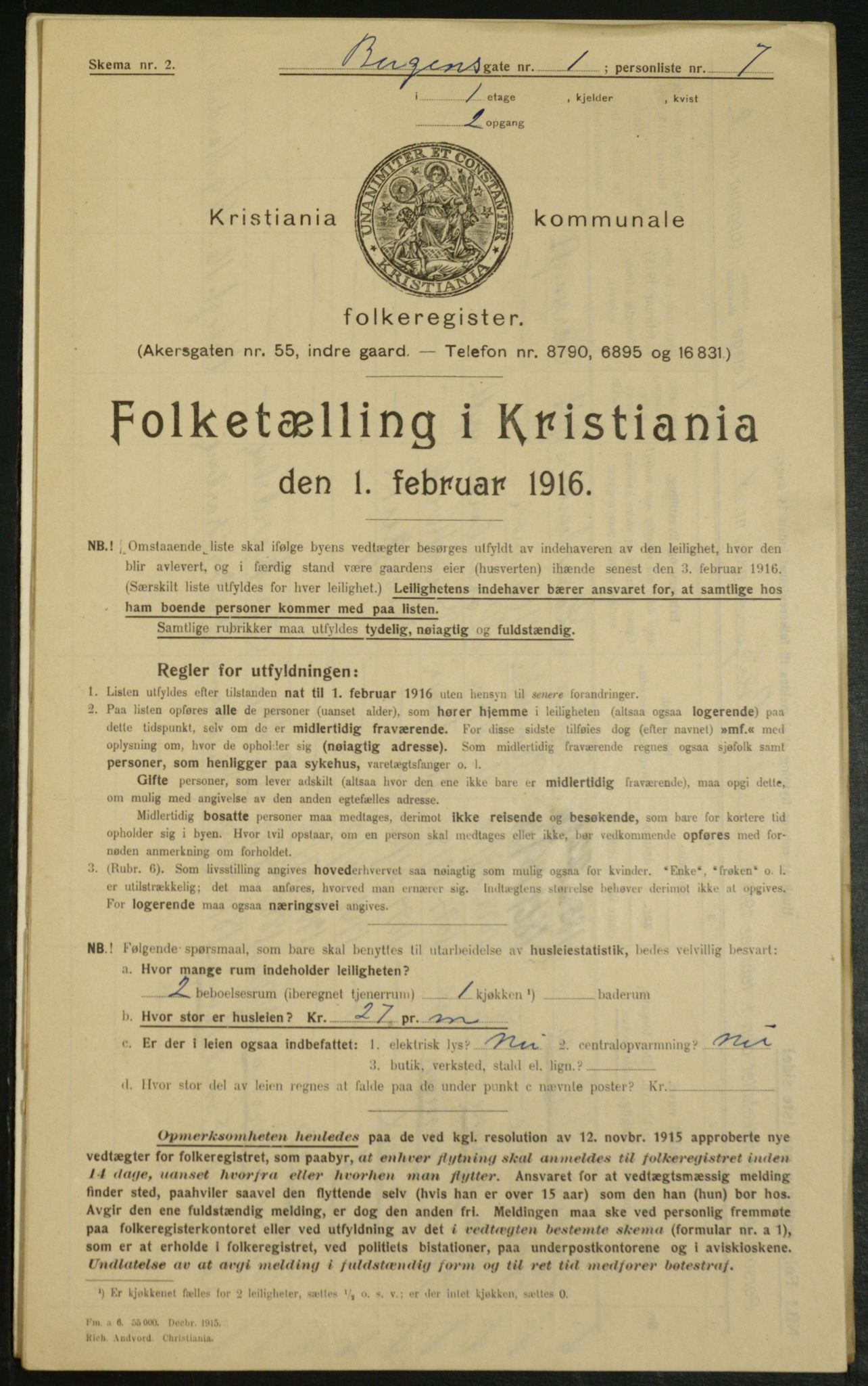 OBA, Kommunal folketelling 1.2.1916 for Kristiania, 1916, s. 3759