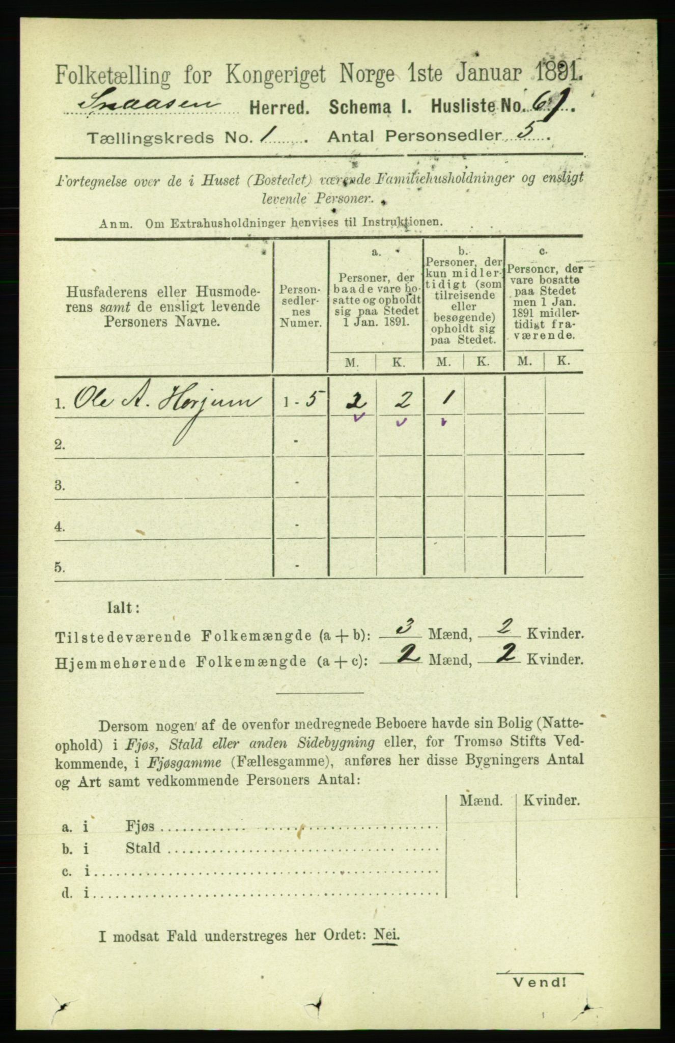 RA, Folketelling 1891 for 1736 Snåsa herred, 1891, s. 85