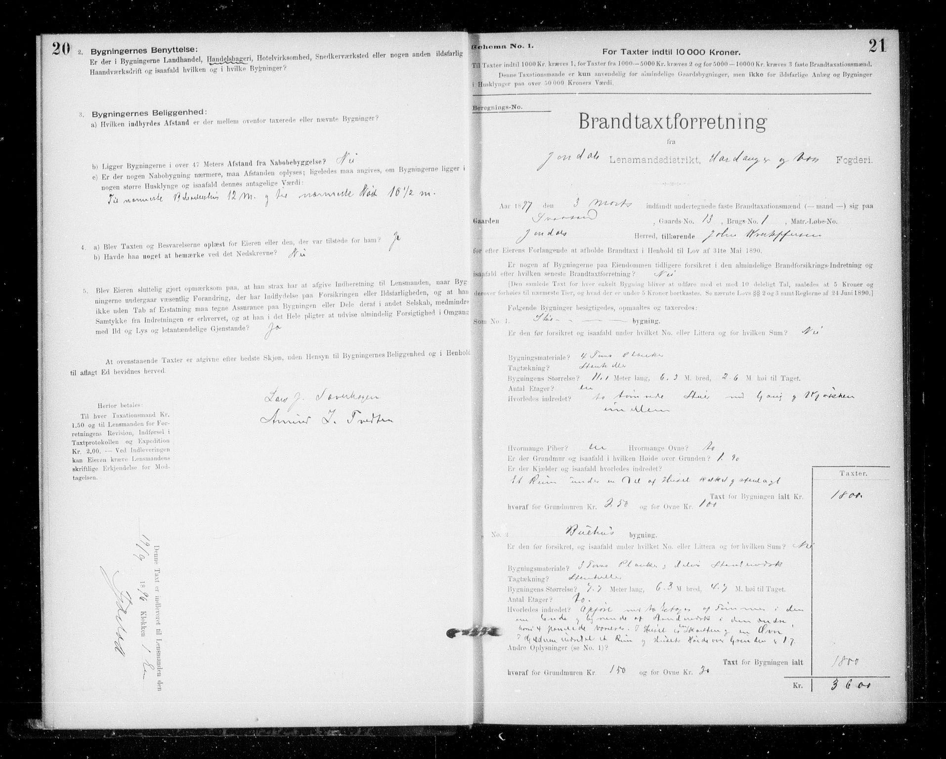 Lensmannen i Jondal, AV/SAB-A-33101/0012/L0005: Branntakstprotokoll, skjematakst, 1894-1951, s. 20-21