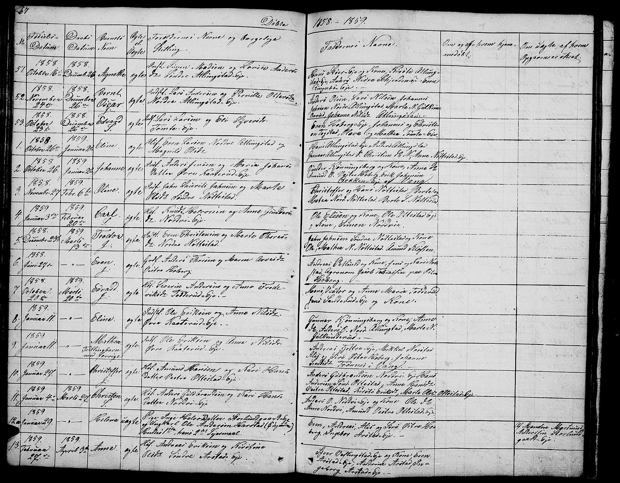 Stange prestekontor, AV/SAH-PREST-002/L/L0002: Klokkerbok nr. 2, 1838-1879, s. 67