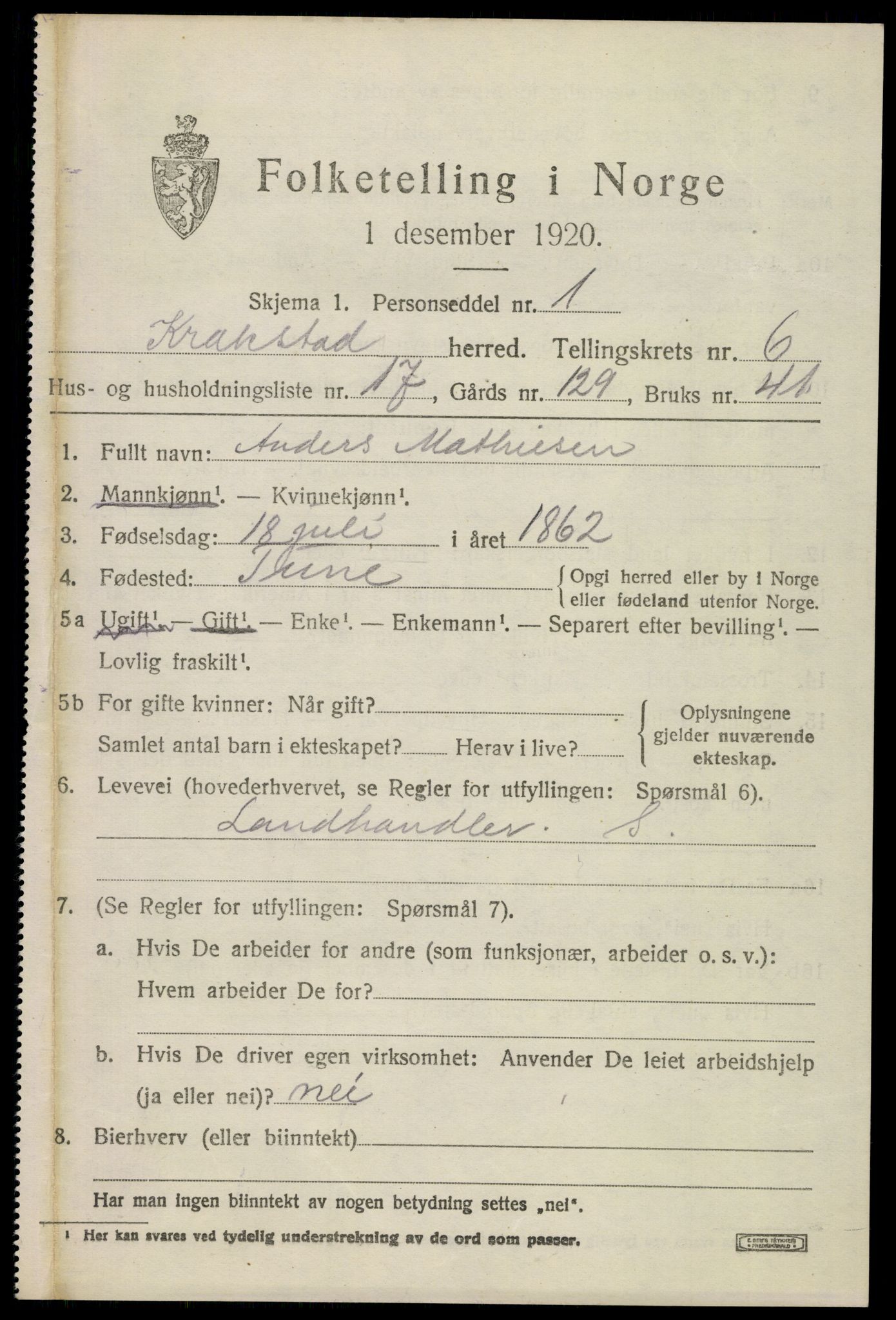 SAO, Folketelling 1920 for 0212 Kråkstad herred, 1920, s. 5973