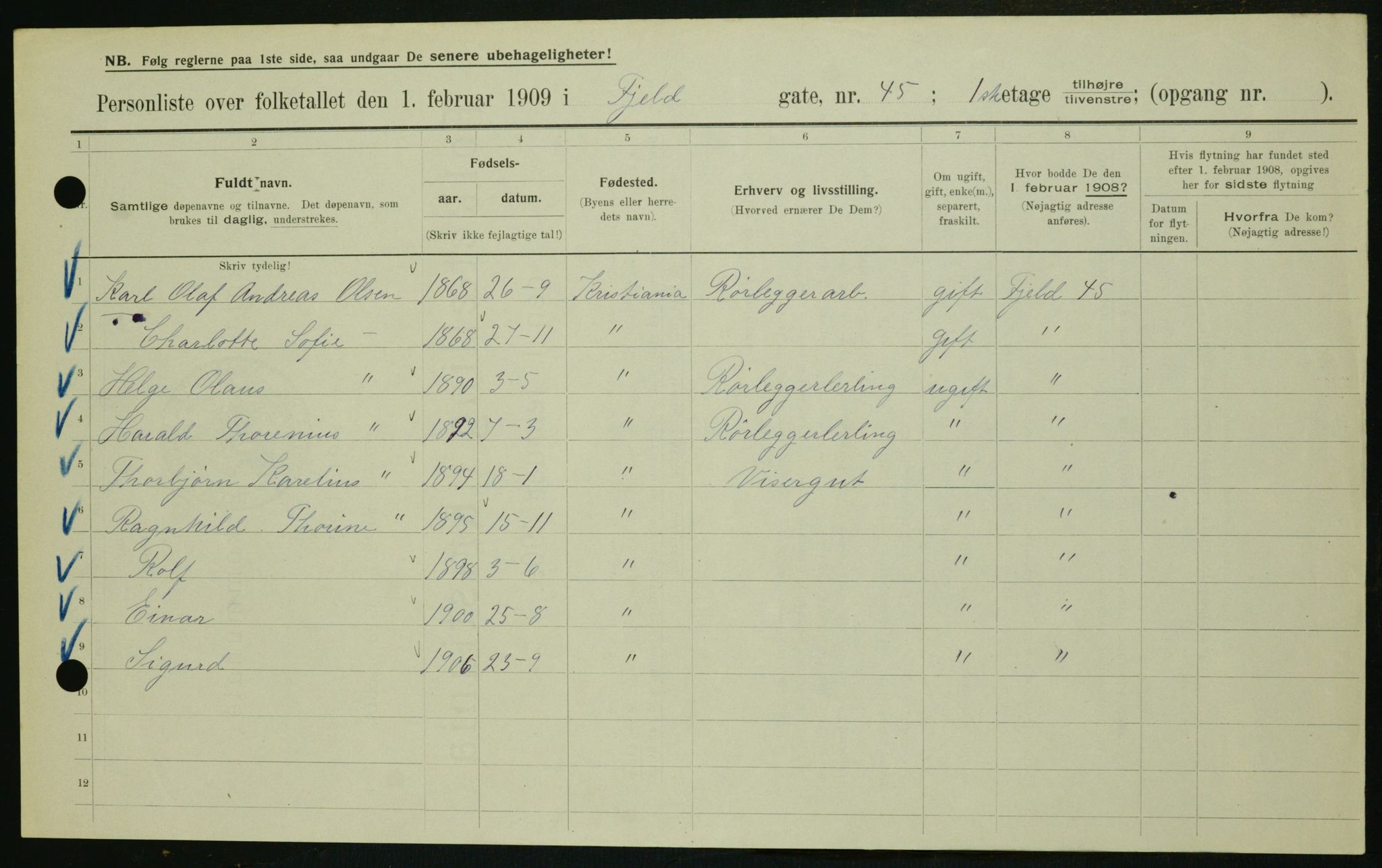 OBA, Kommunal folketelling 1.2.1909 for Kristiania kjøpstad, 1909, s. 22218