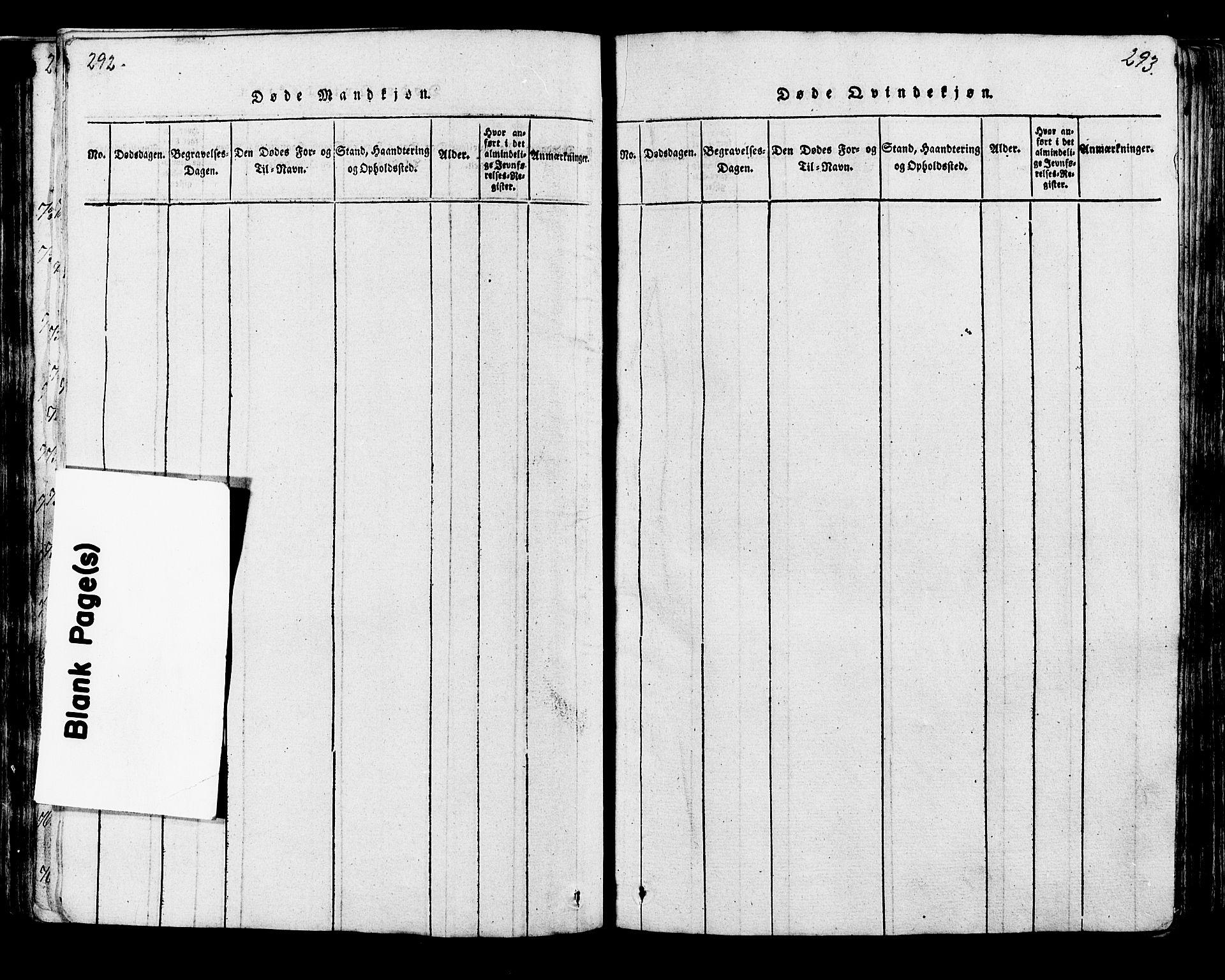 Ringsaker prestekontor, AV/SAH-PREST-014/K/Ka/L0005: Ministerialbok nr. 5, 1814-1826, s. 292-293