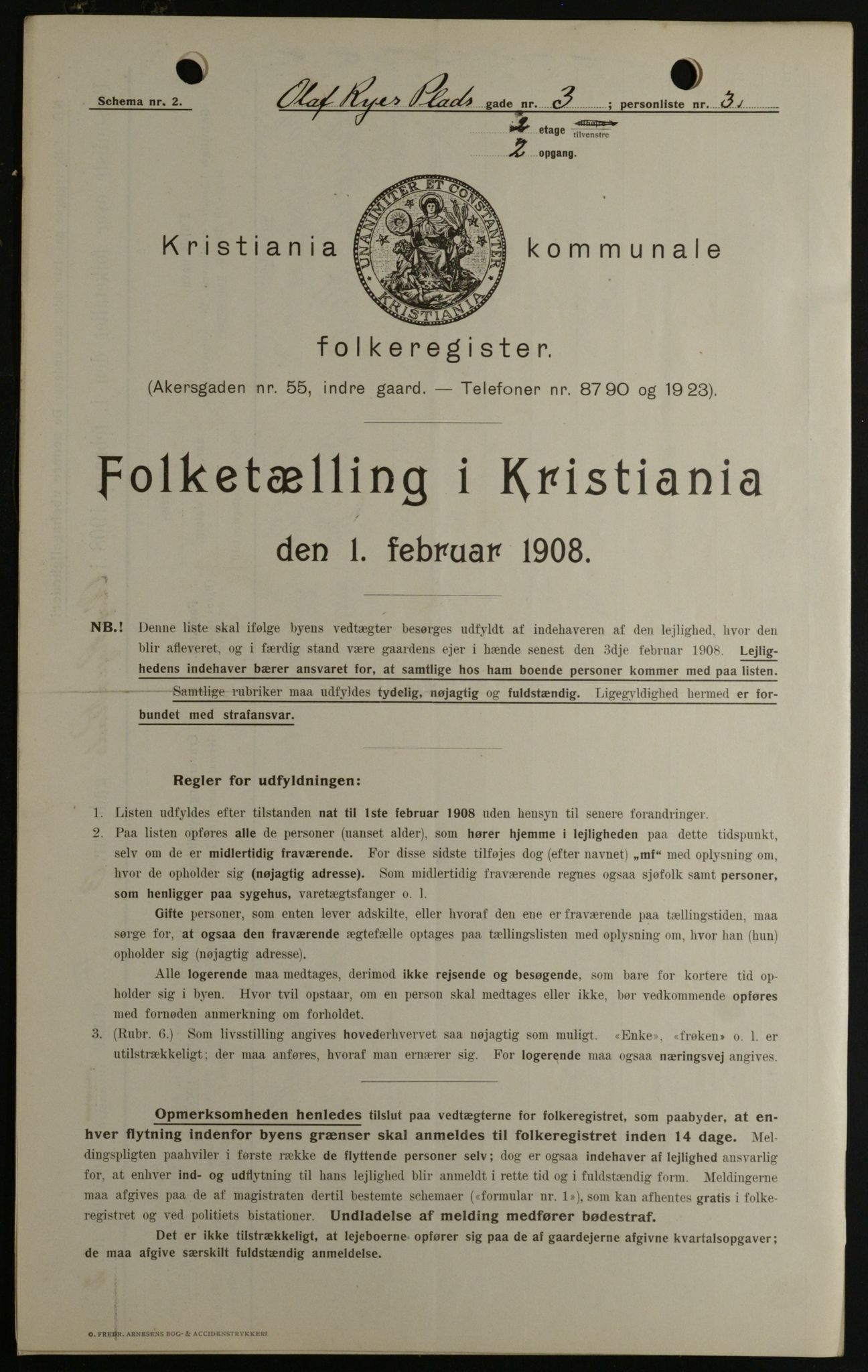 OBA, Kommunal folketelling 1.2.1908 for Kristiania kjøpstad, 1908, s. 67361
