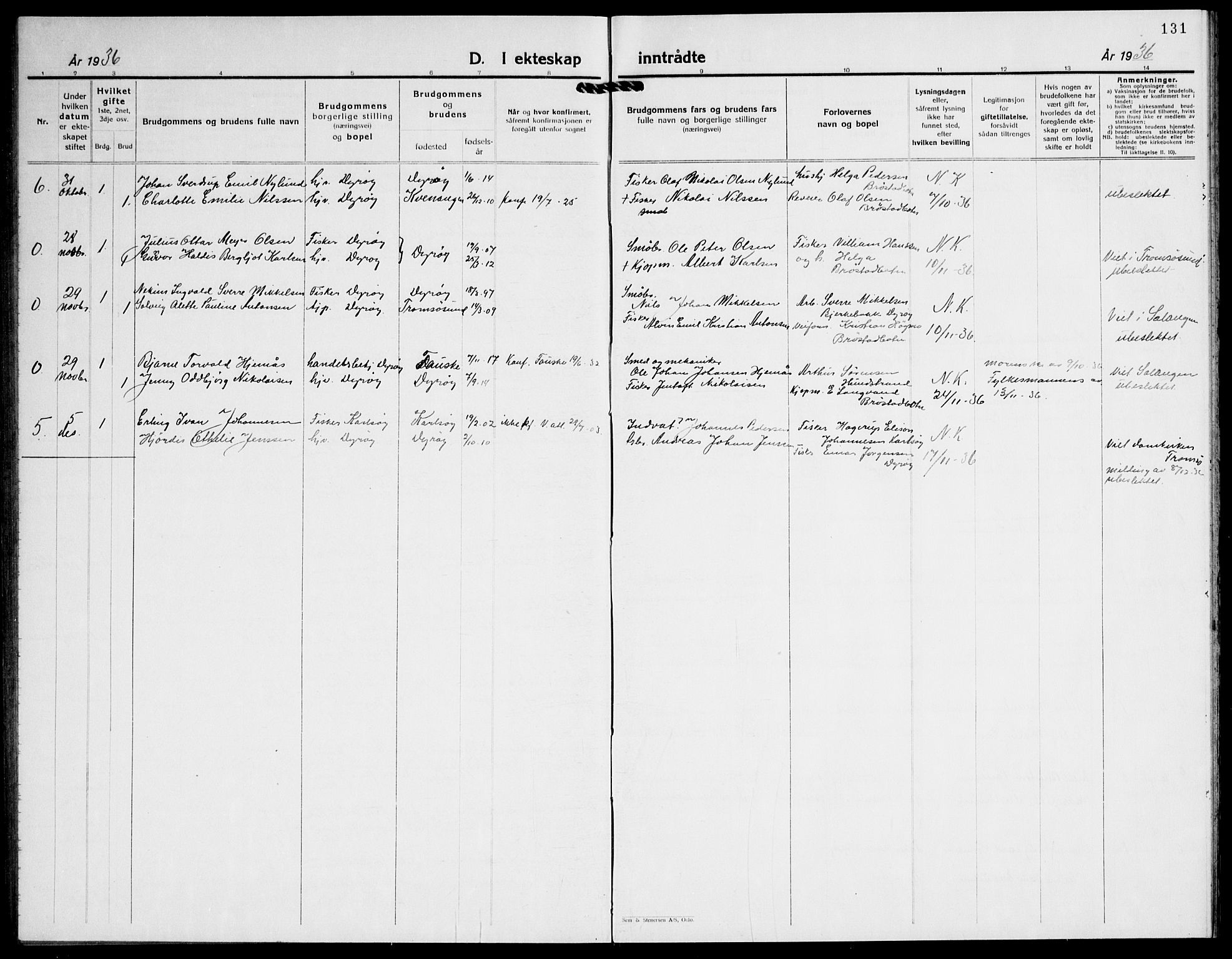 Tranøy sokneprestkontor, SATØ/S-1313/I/Ia/Iab/L0016klokker: Klokkerbok nr. 16, 1930-1945, s. 131