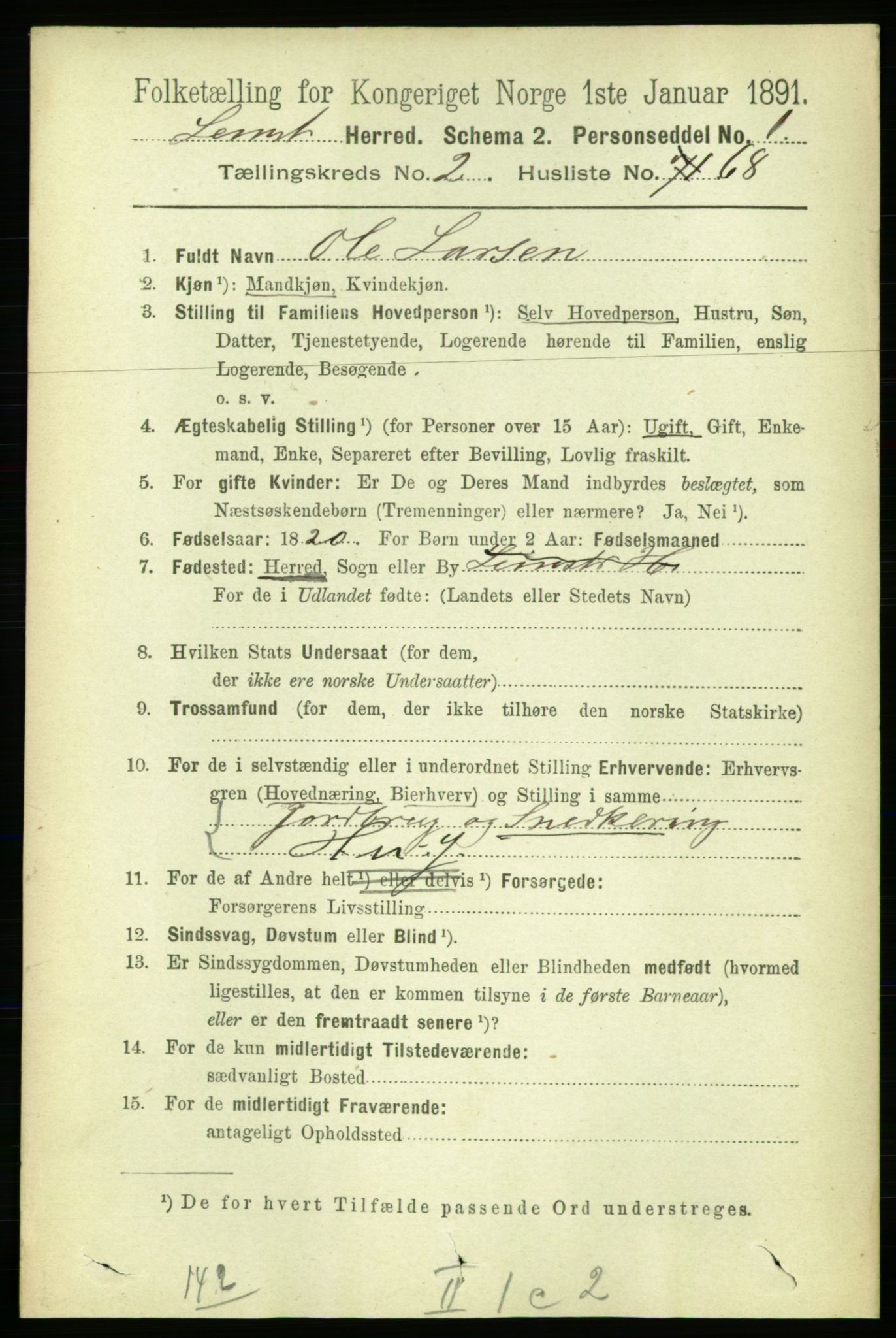 RA, Folketelling 1891 for 1654 Leinstrand herred, 1891, s. 909