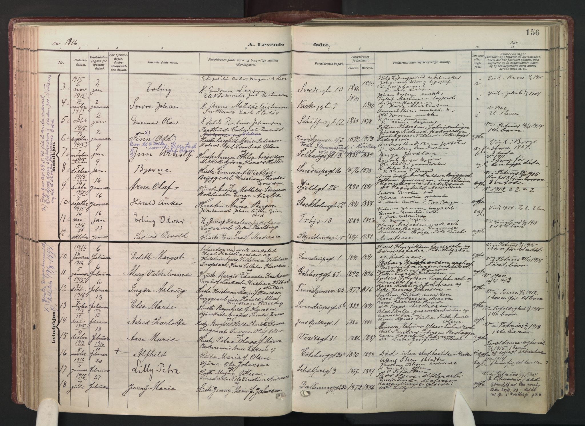 Petrus prestekontor Kirkebøker, AV/SAO-A-10872/F/Fa/L0012: Ministerialbok nr. 12, 1909-1936, s. 156