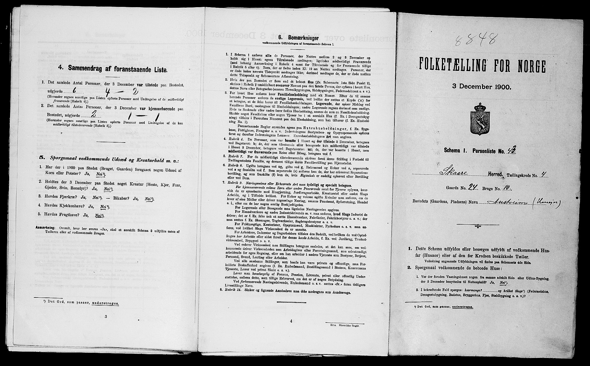 SAST, Folketelling 1900 for 1153 Skåre herred, 1900, s. 479