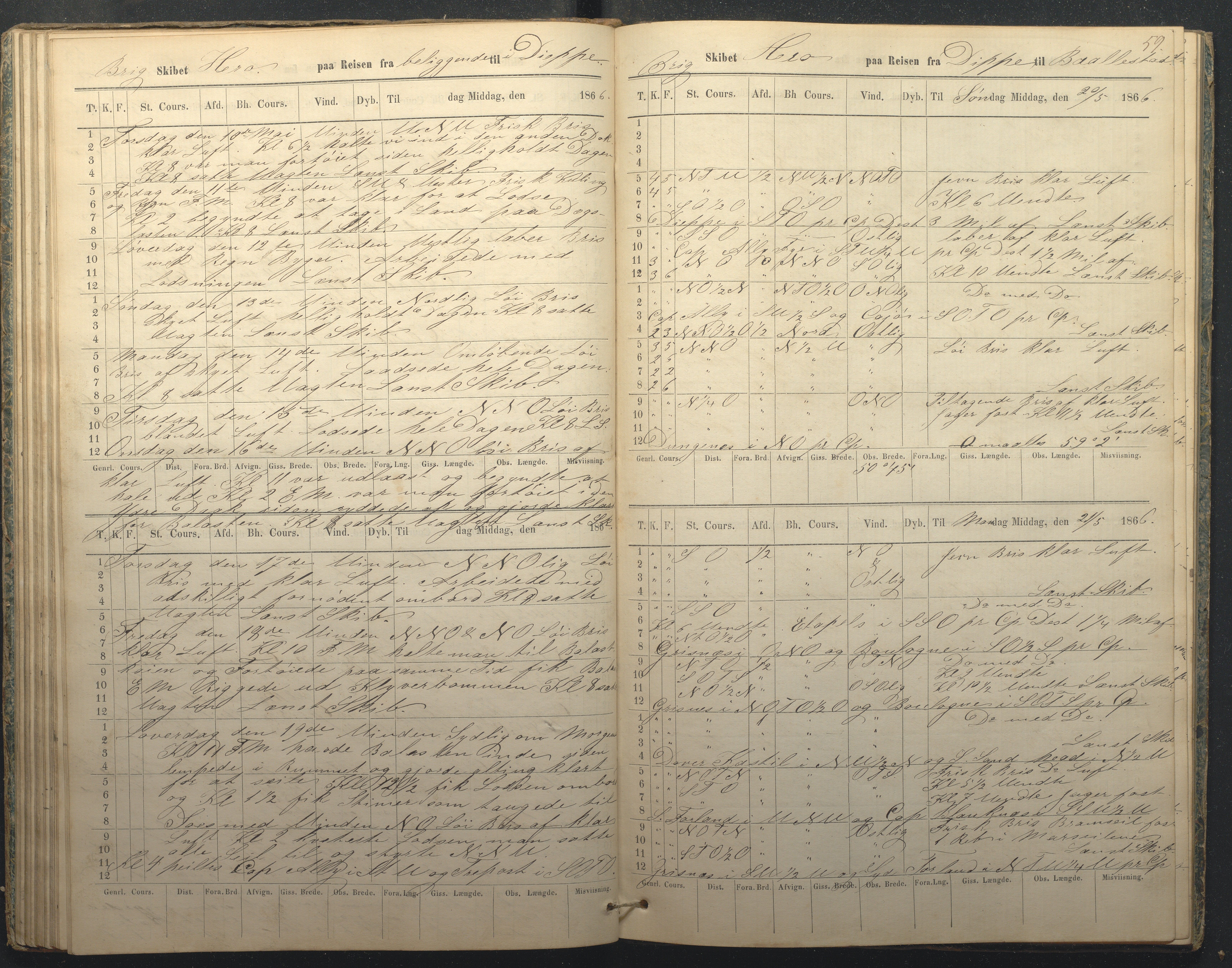 Fartøysarkivet, AAKS/PA-1934/F/L0157/0021: Flere fartøy (se mappenivå) / Hero (brigg), 1847-1868, s. 59