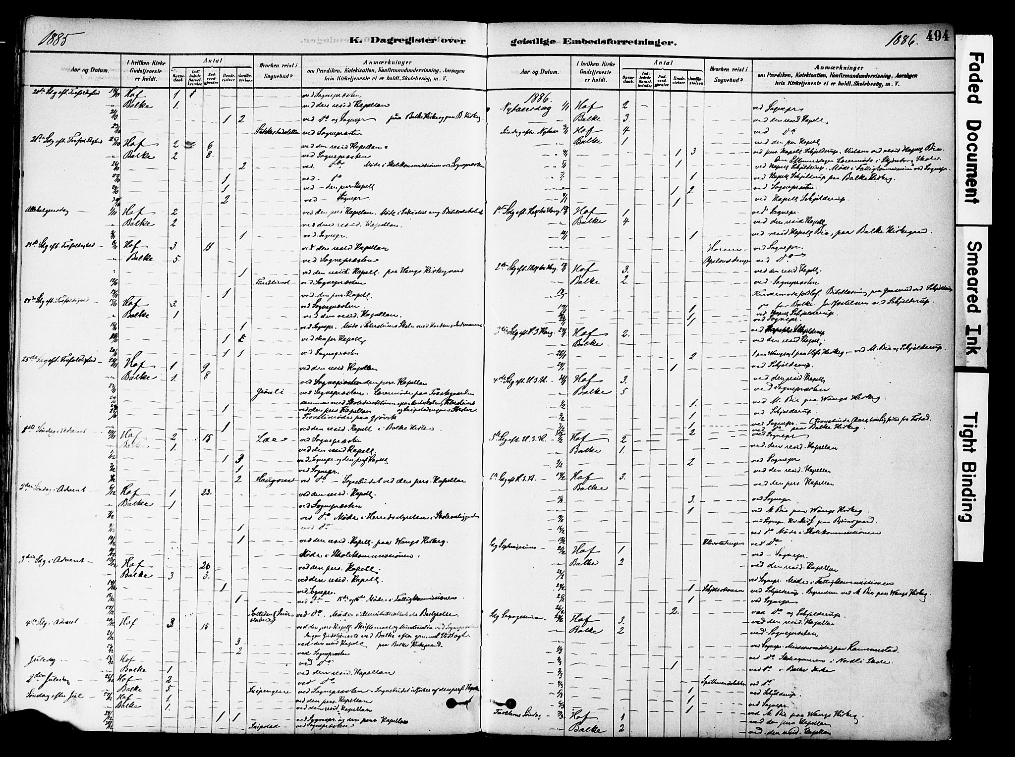 Østre Toten prestekontor, AV/SAH-PREST-104/H/Ha/Haa/L0006: Ministerialbok nr. 6 /1, 1878-1896, s. 494