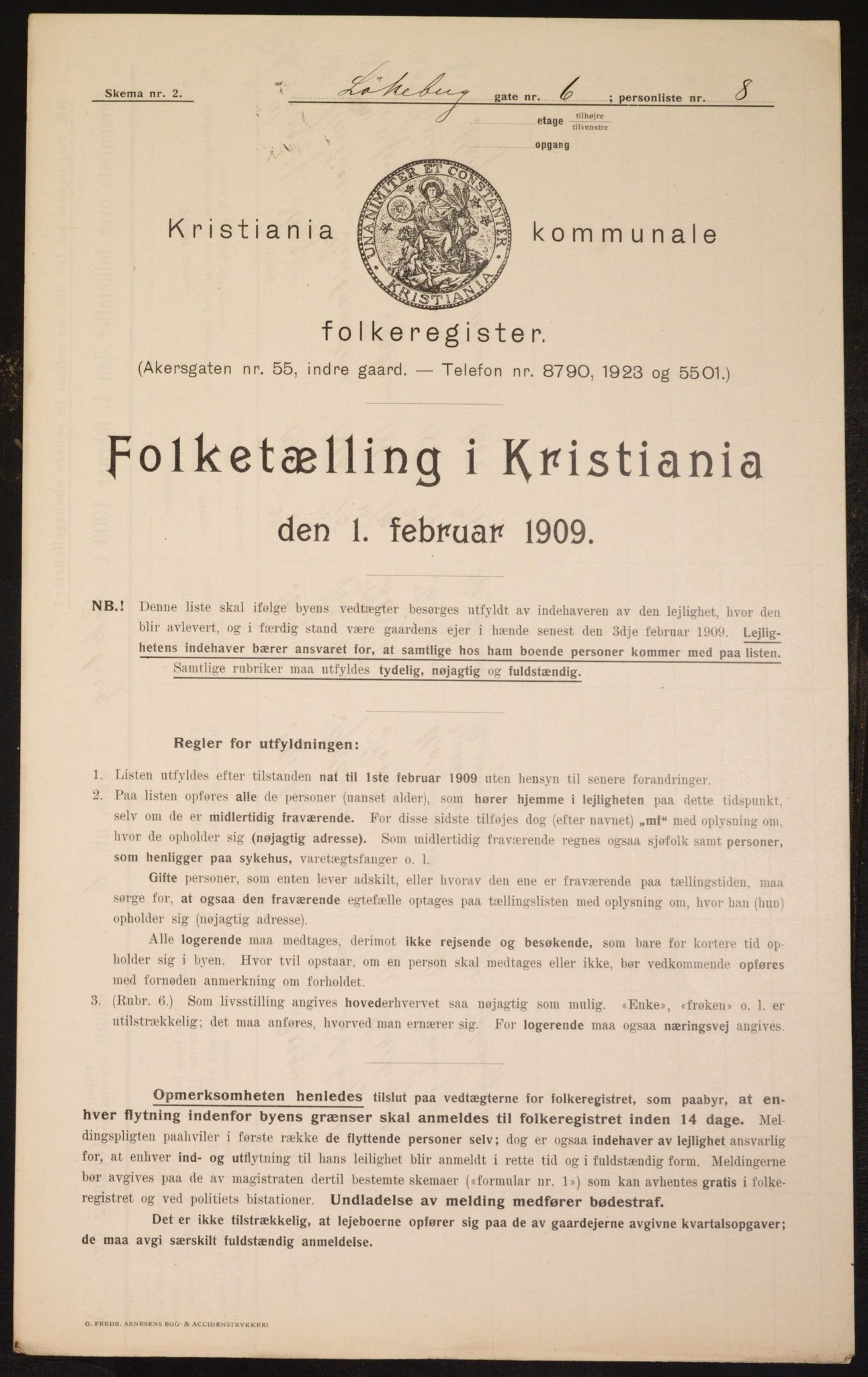 OBA, Kommunal folketelling 1.2.1909 for Kristiania kjøpstad, 1909, s. 53253