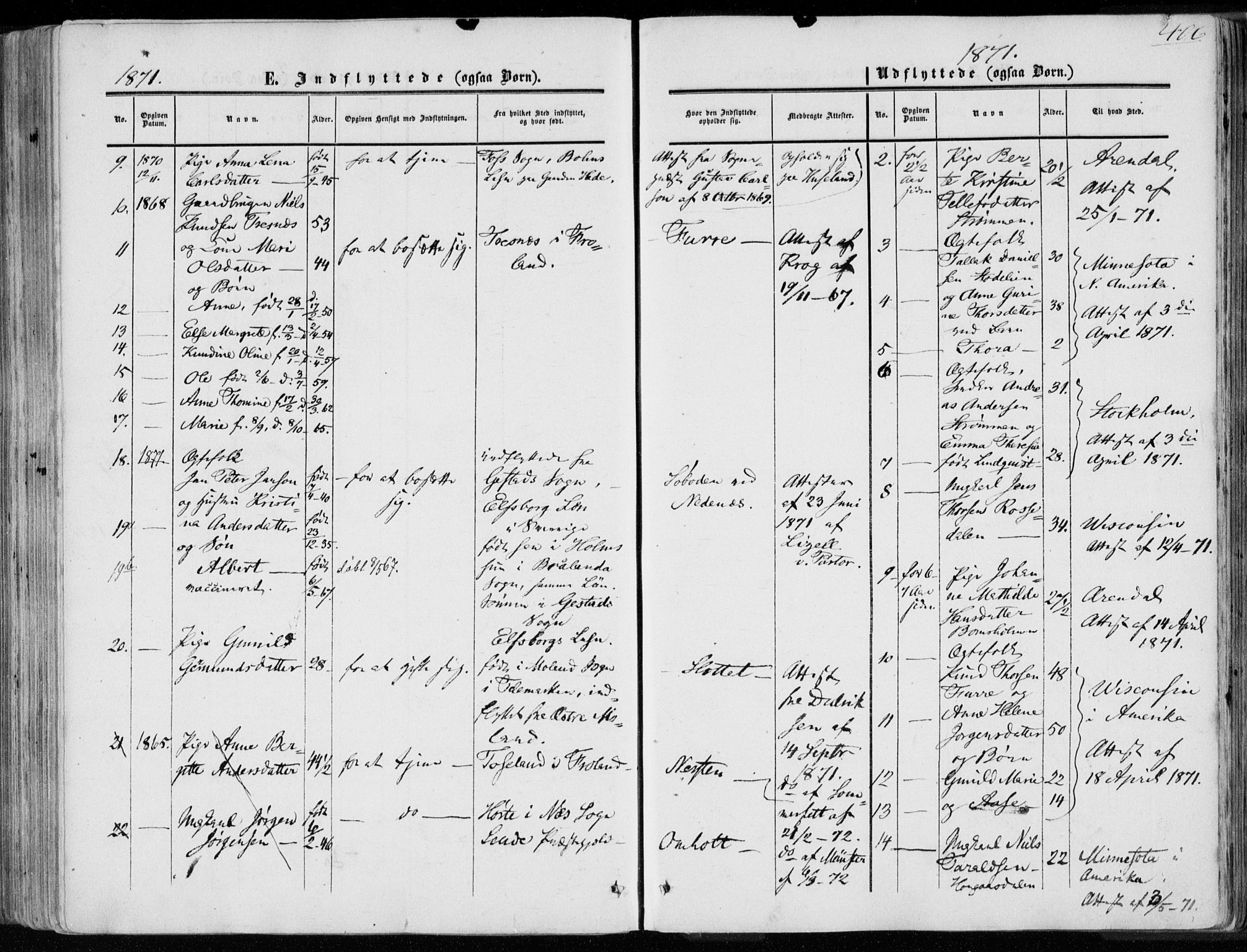 Øyestad sokneprestkontor, AV/SAK-1111-0049/F/Fa/L0015: Ministerialbok nr. A 15, 1857-1873, s. 406