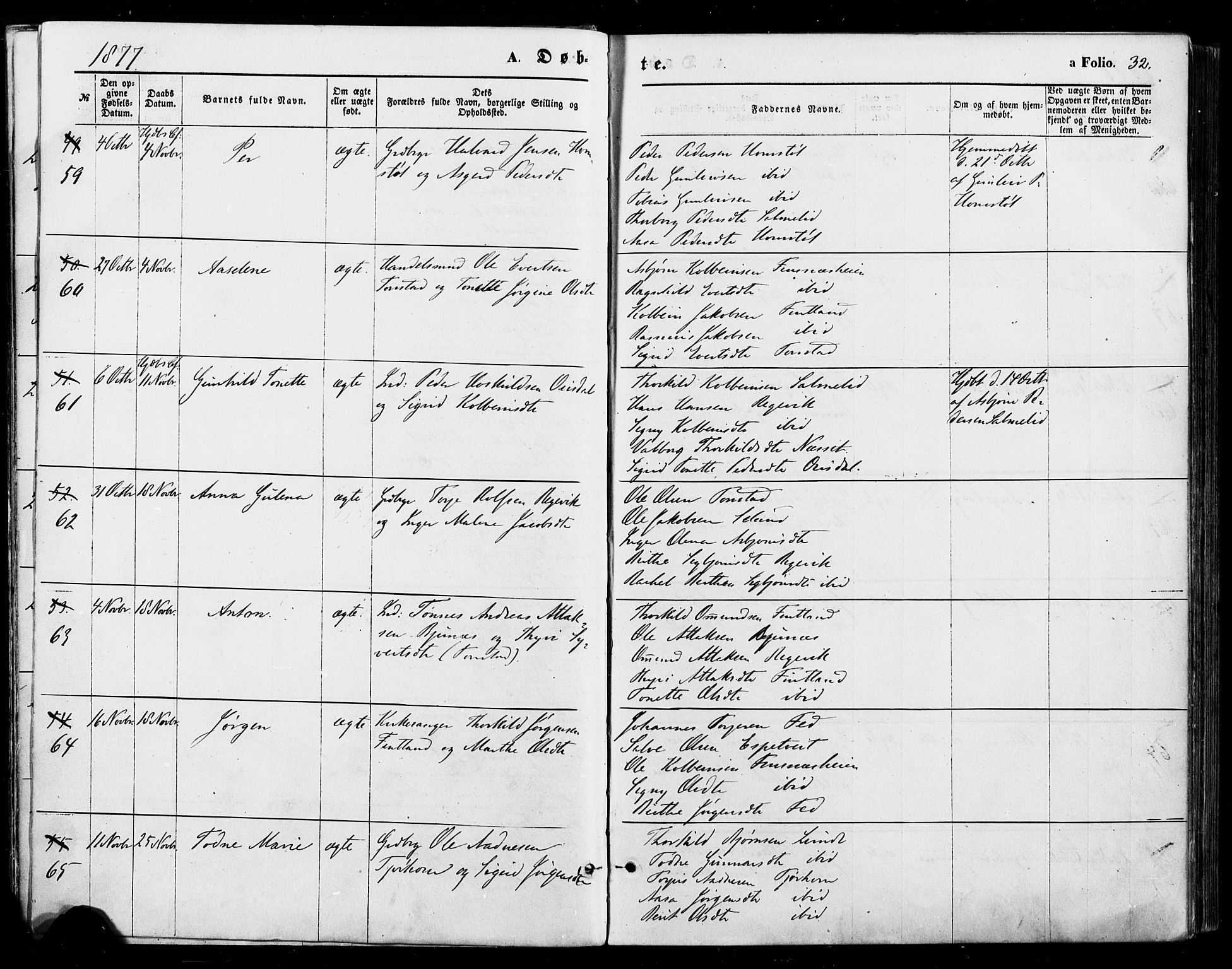 Sirdal sokneprestkontor, AV/SAK-1111-0036/F/Fa/Fab/L0003: Ministerialbok nr. A 3, 1874-1886, s. 32