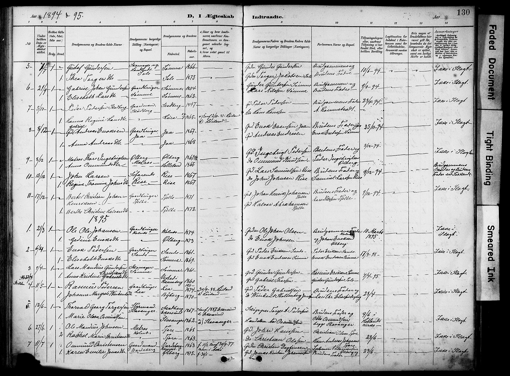 Håland sokneprestkontor, AV/SAST-A-101802/001/30BA/L0012: Ministerialbok nr. A 11, 1889-1900, s. 130