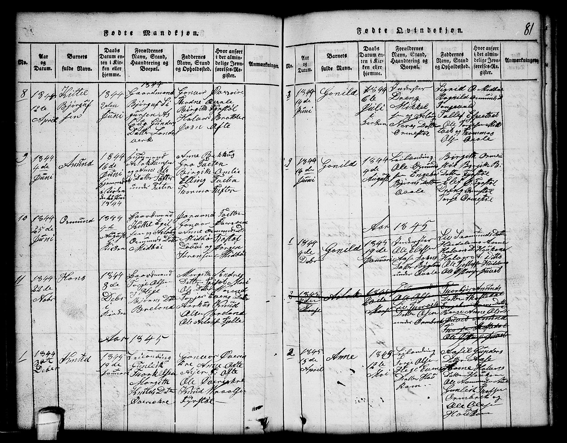 Lårdal kirkebøker, AV/SAKO-A-284/G/Gc/L0001: Klokkerbok nr. III 1, 1815-1854, s. 81