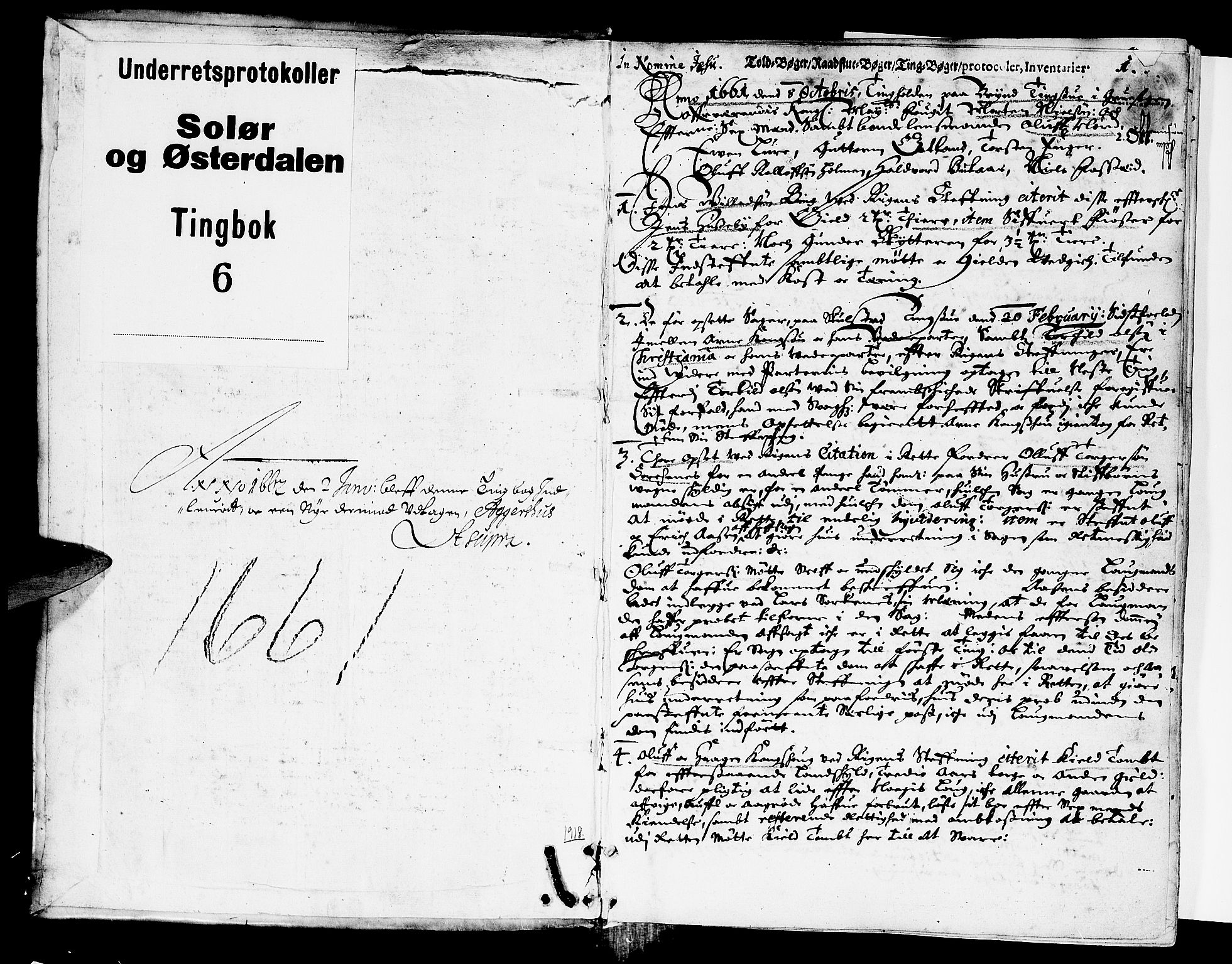 Solør og Østerdalen sorenskriveri, SAH/TING-024/G/Gb/L0006: Tingbok, 1661, s. 0b-1a