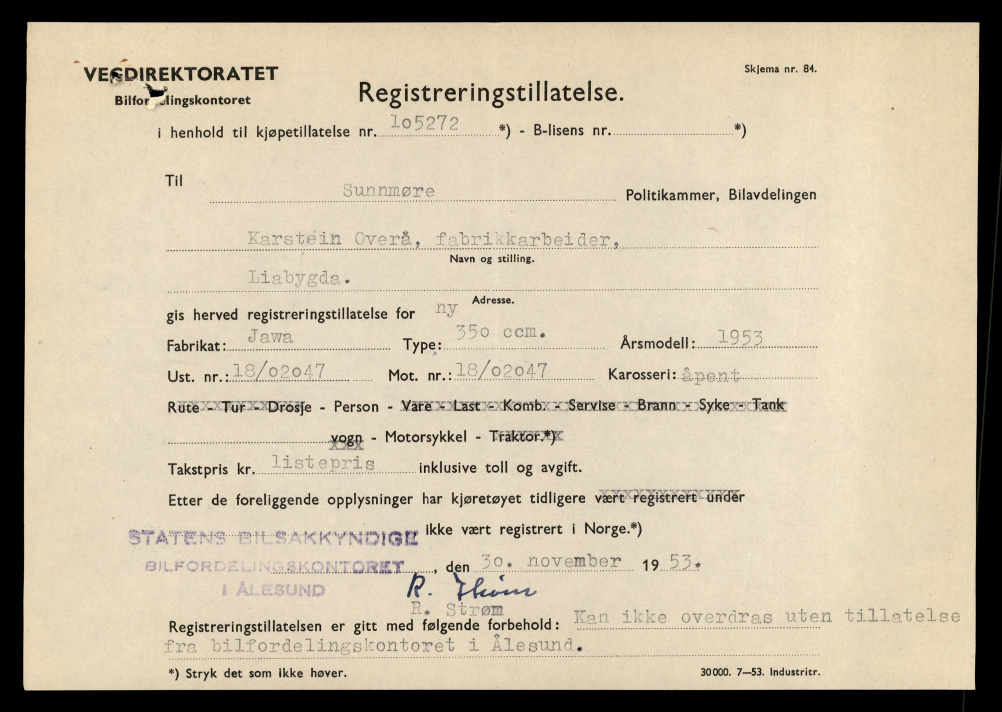 Møre og Romsdal vegkontor - Ålesund trafikkstasjon, AV/SAT-A-4099/F/Fe/L0037: Registreringskort for kjøretøy T 13031 - T 13179, 1927-1998, s. 527